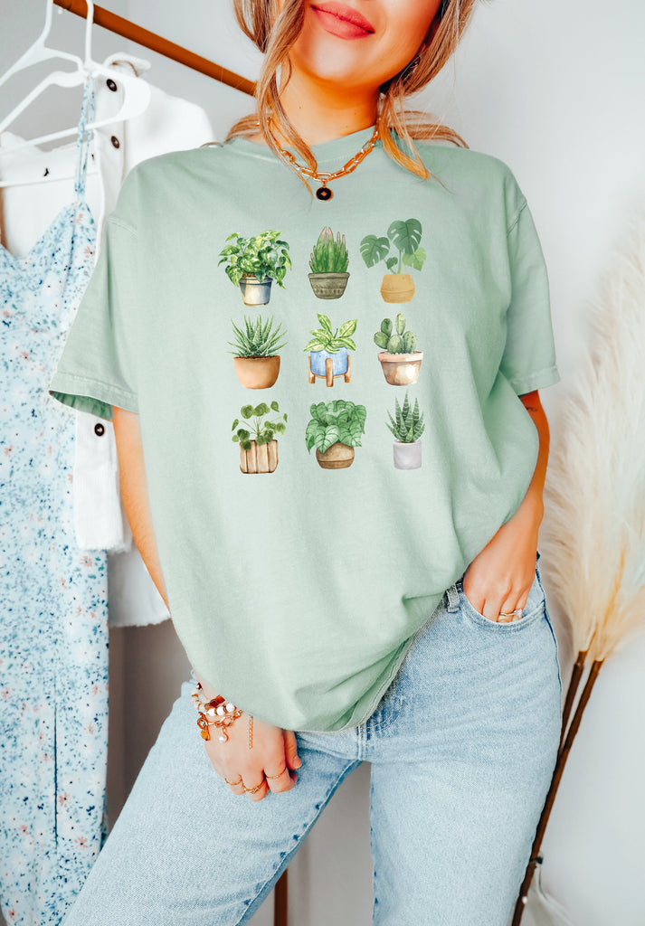 Plant Lady House Plants Comfort Colors T Shirt (9 plants)