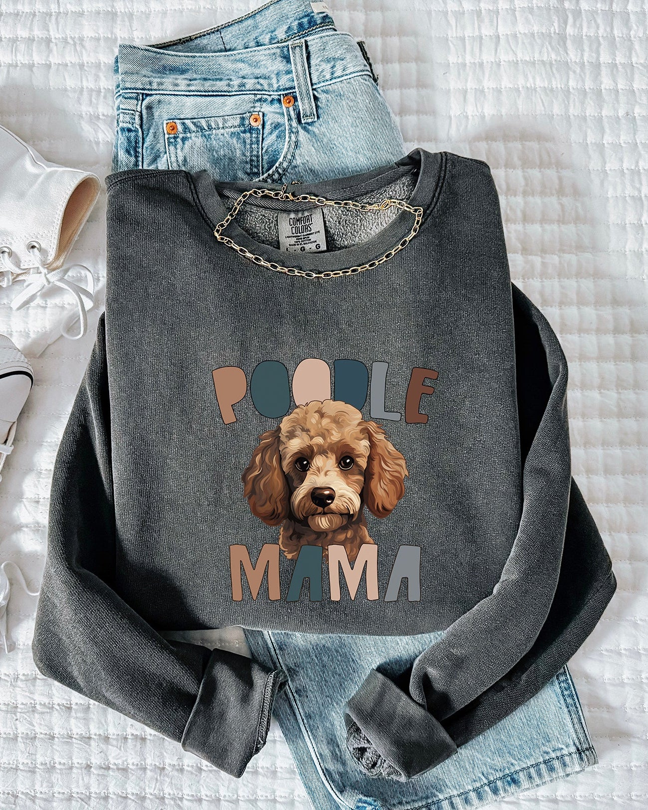 Poodle Dog Mom Garment Dyed Comfort Colors Sweatshirt (Color)
