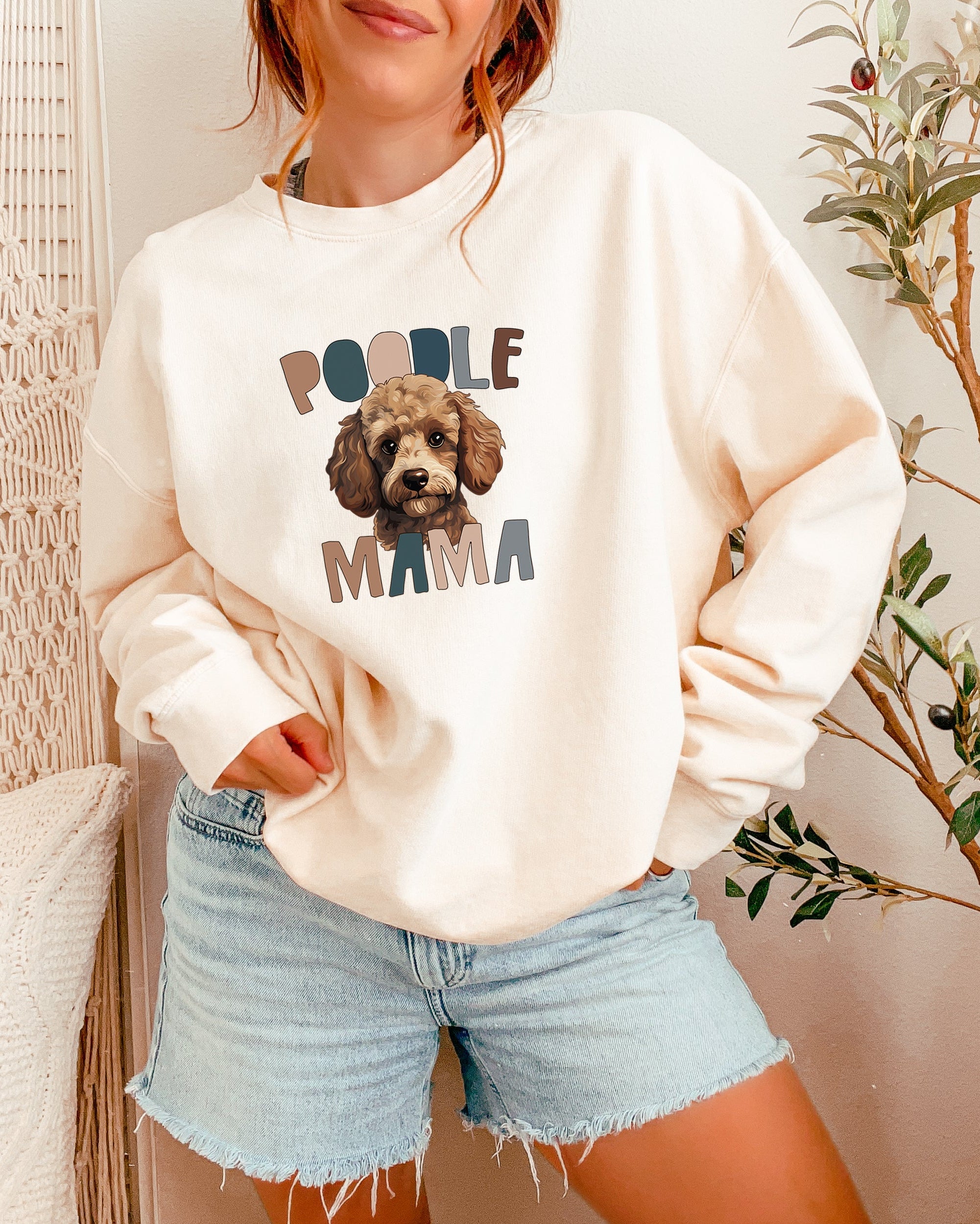 Poodle Dog Mom Garment Dyed Comfort Colors Sweatshirt (Color)