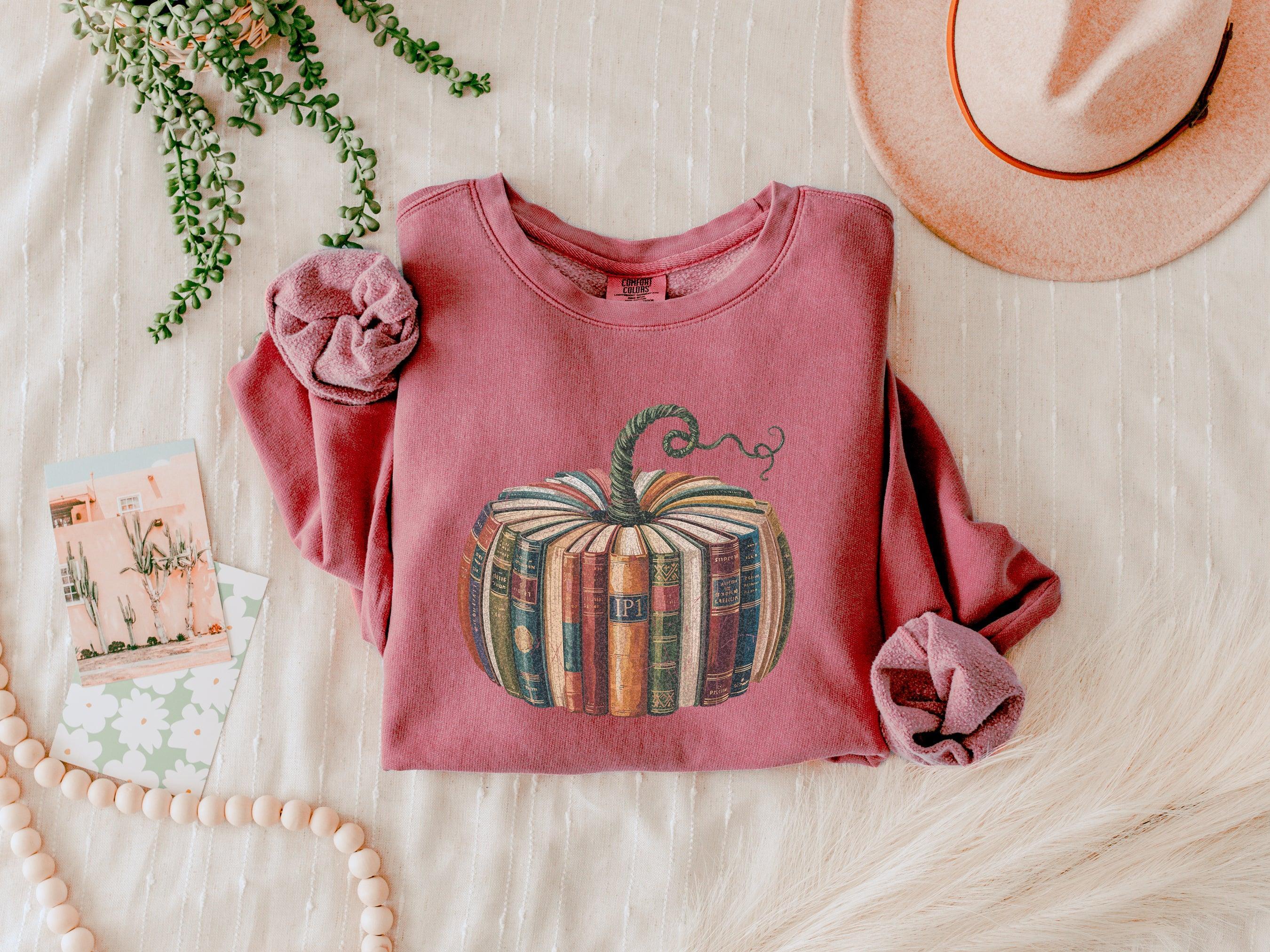 Pumpkin Book Fall Autumn Thanksgiving day Garment Dyed Comfort Colors Sweatshirt