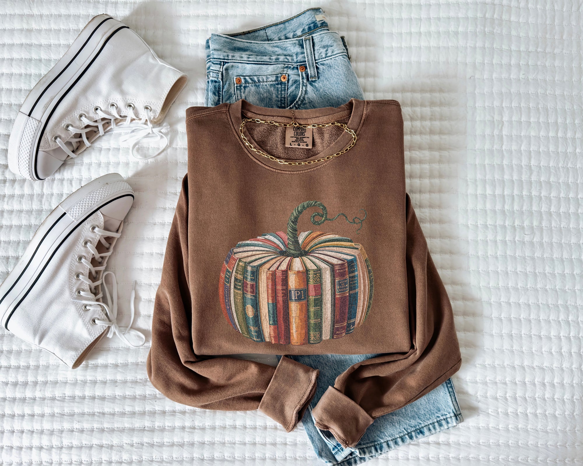 Pumpkin Book Fall Autumn Thanksgiving day Garment Dyed Comfort Colors Sweatshirt