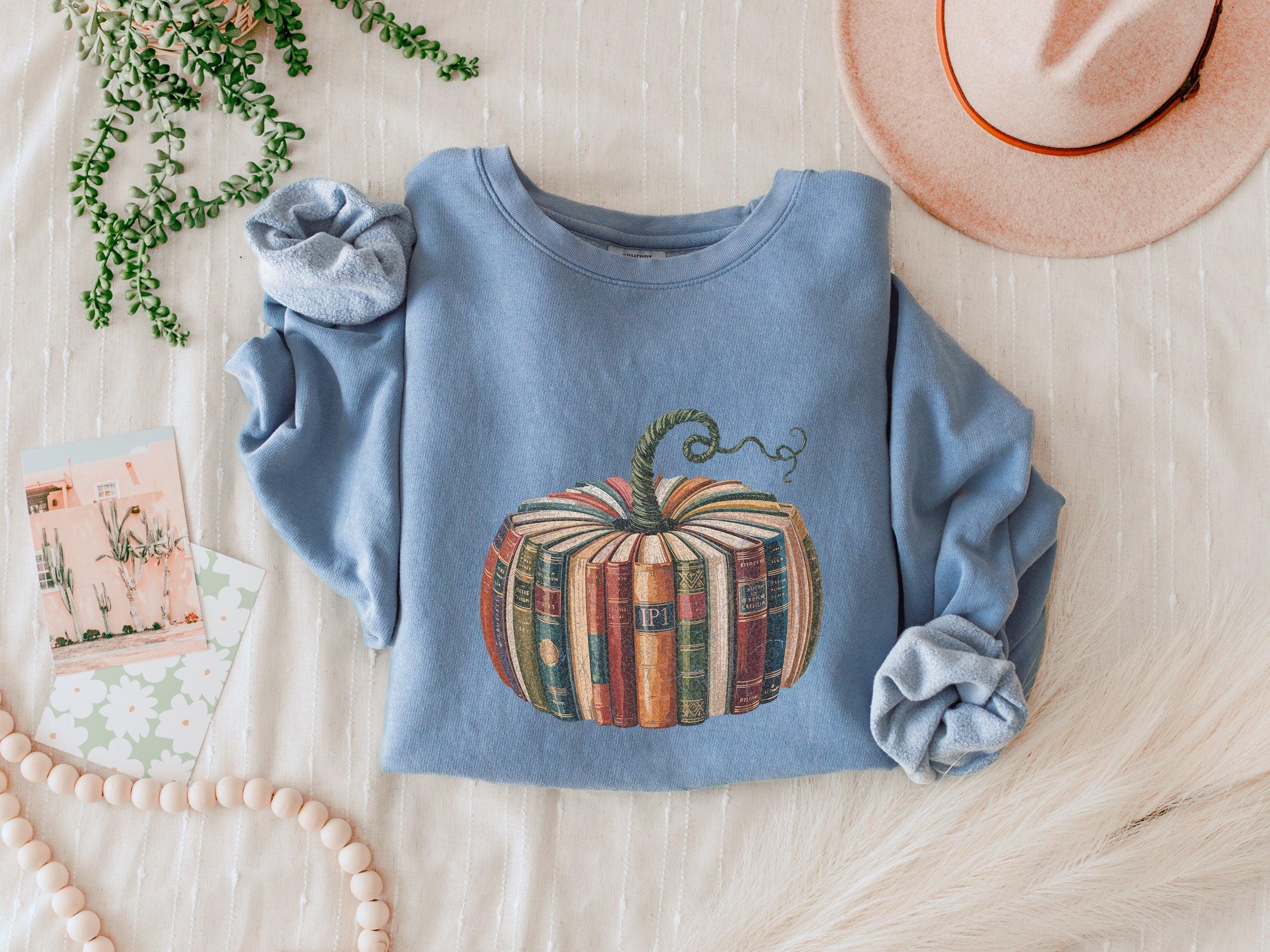 Pumpkin Book Fall Autumn Thanksgiving day Garment Dyed Comfort Colors Sweatshirt