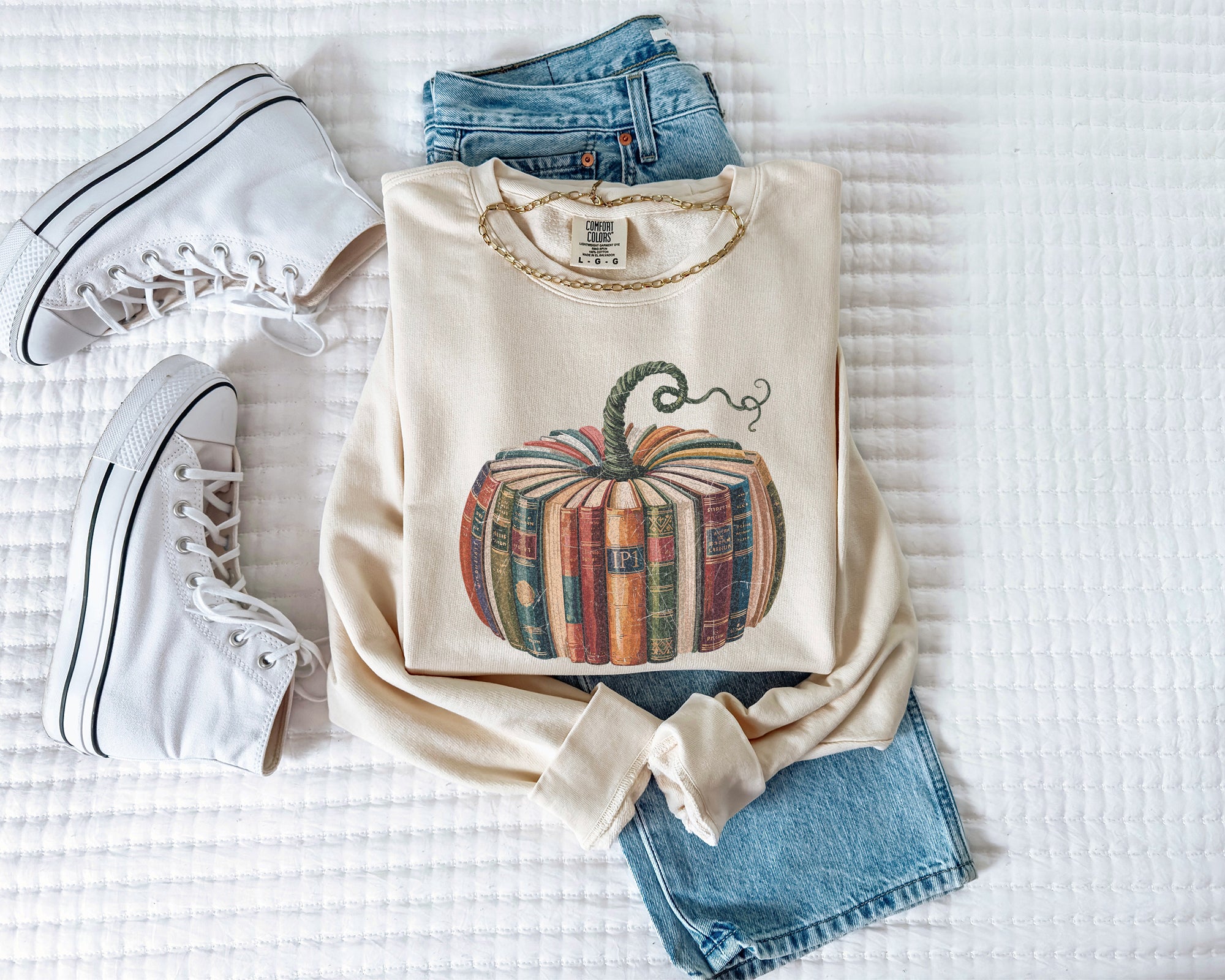 Pumpkin Book Fall Autumn Thanksgiving day Garment Dyed Comfort Colors Sweatshirt