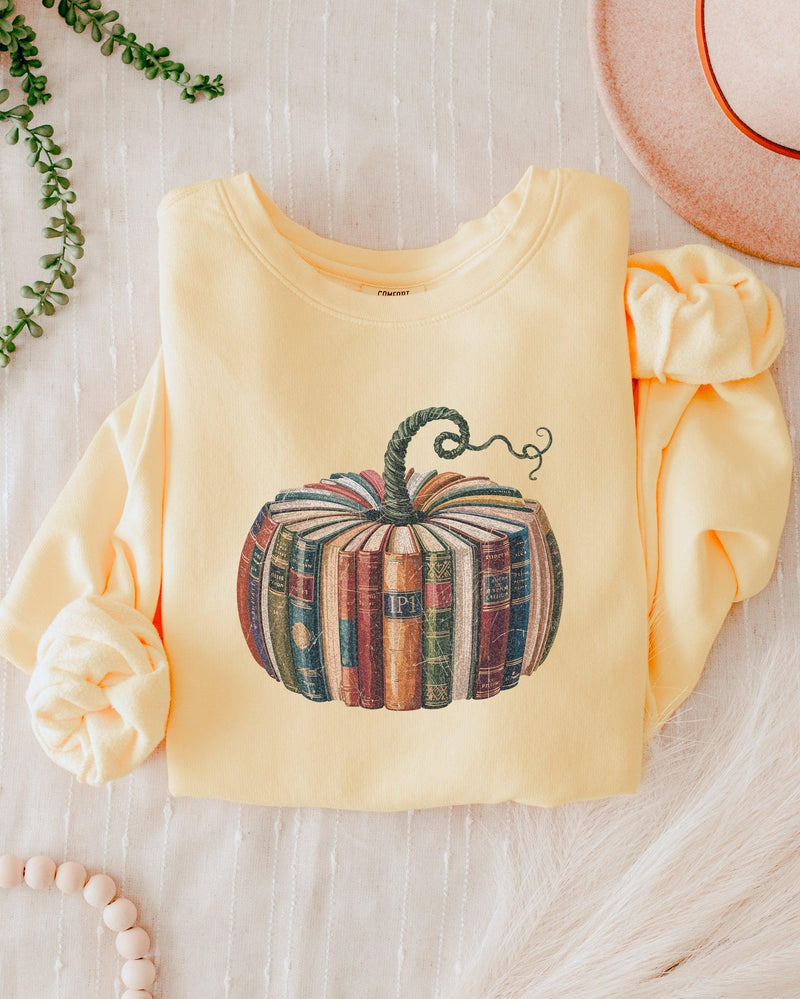 Pumpkin Book Fall Autumn Thanksgiving day Garment Dyed Comfort Colors Sweatshirt