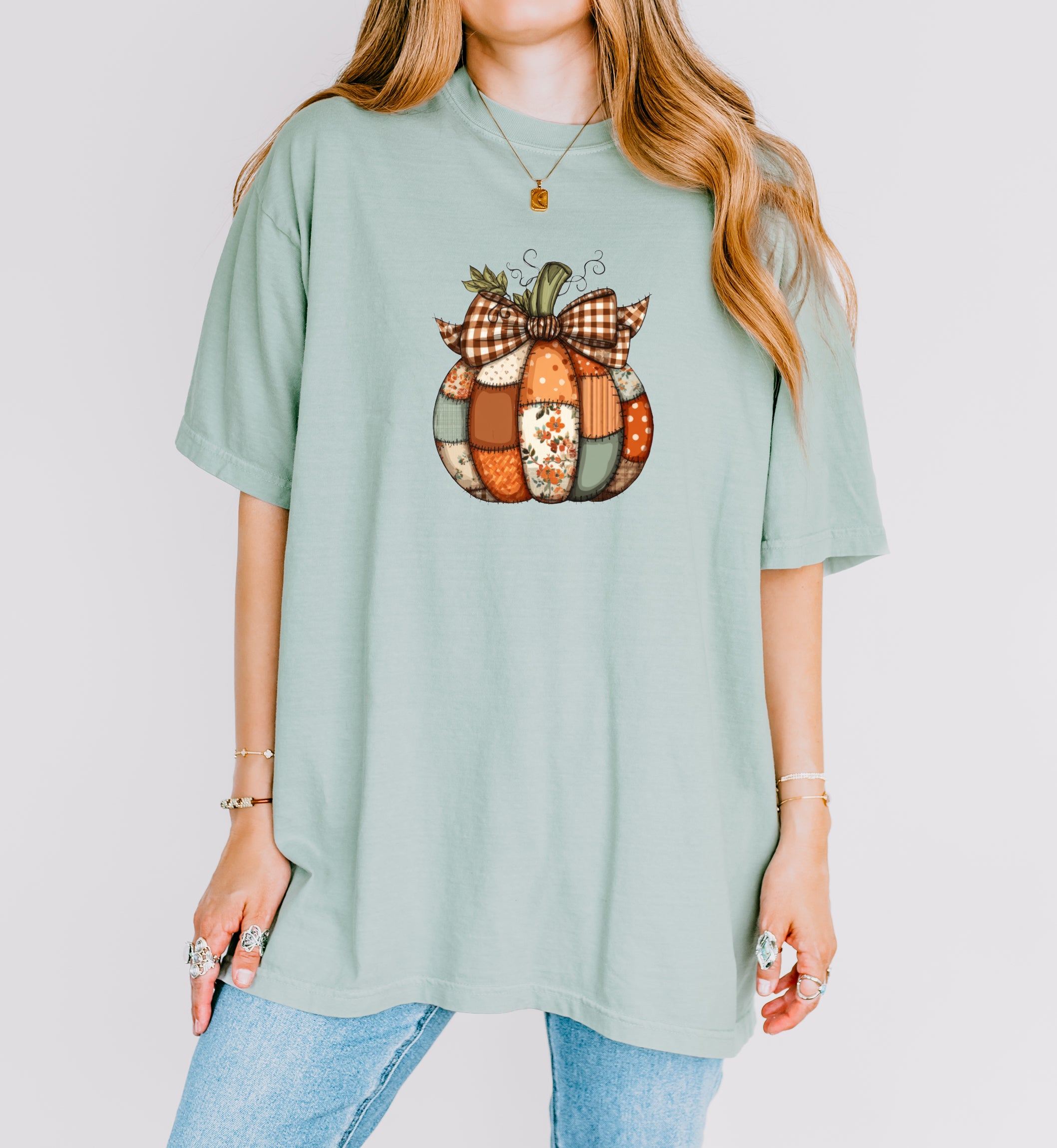 Pumpkin Tattered Fall Thanksgiving day Christmas Autumn Comfort Colors Garment Dyed T Shirt
