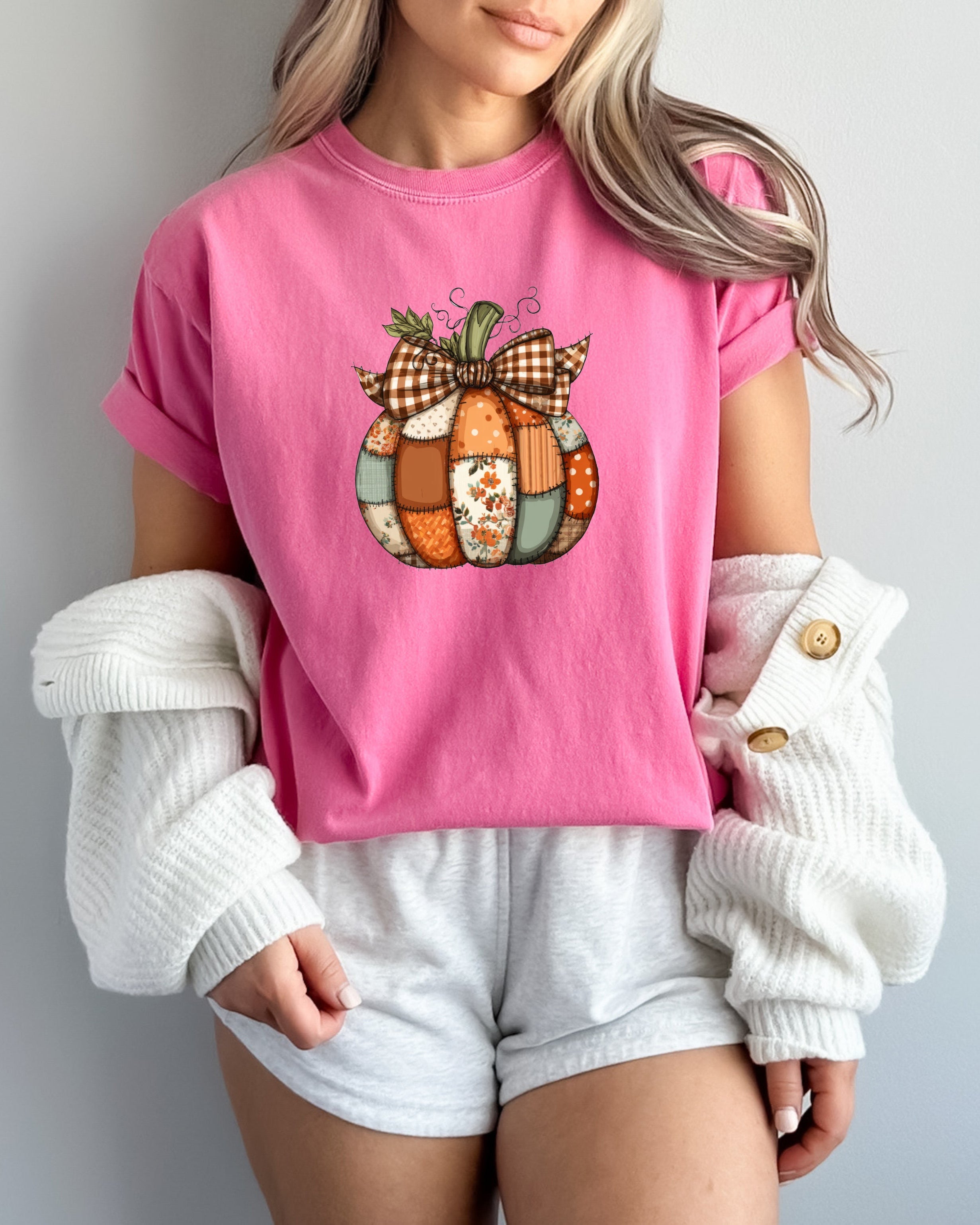 Pumpkin Tattered Fall Thanksgiving day Christmas Autumn Comfort Colors Garment Dyed T Shirt