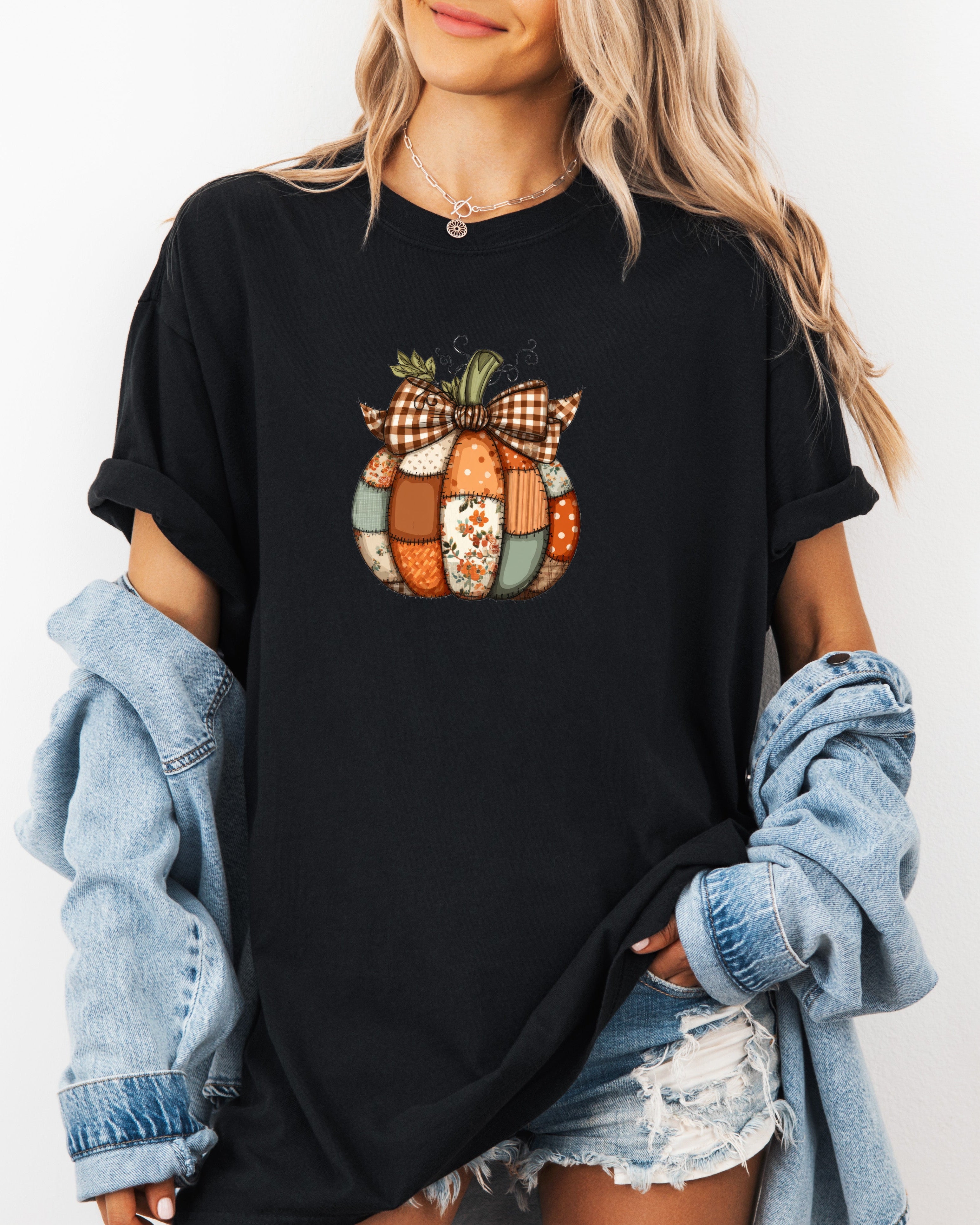 Pumpkin Tattered Fall Thanksgiving day Christmas Autumn Comfort Colors Garment Dyed T Shirt