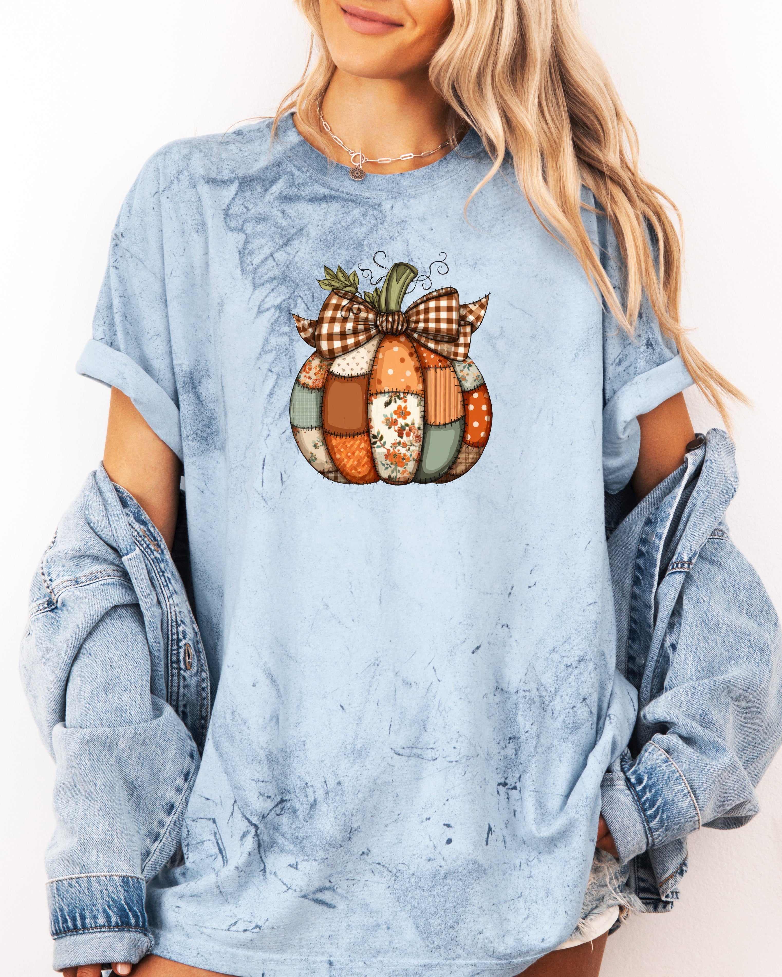 Pumpkin Tattered Fall Thanksgiving day Christmas Autumn Comfort Colors Garment Dyed T Shirt