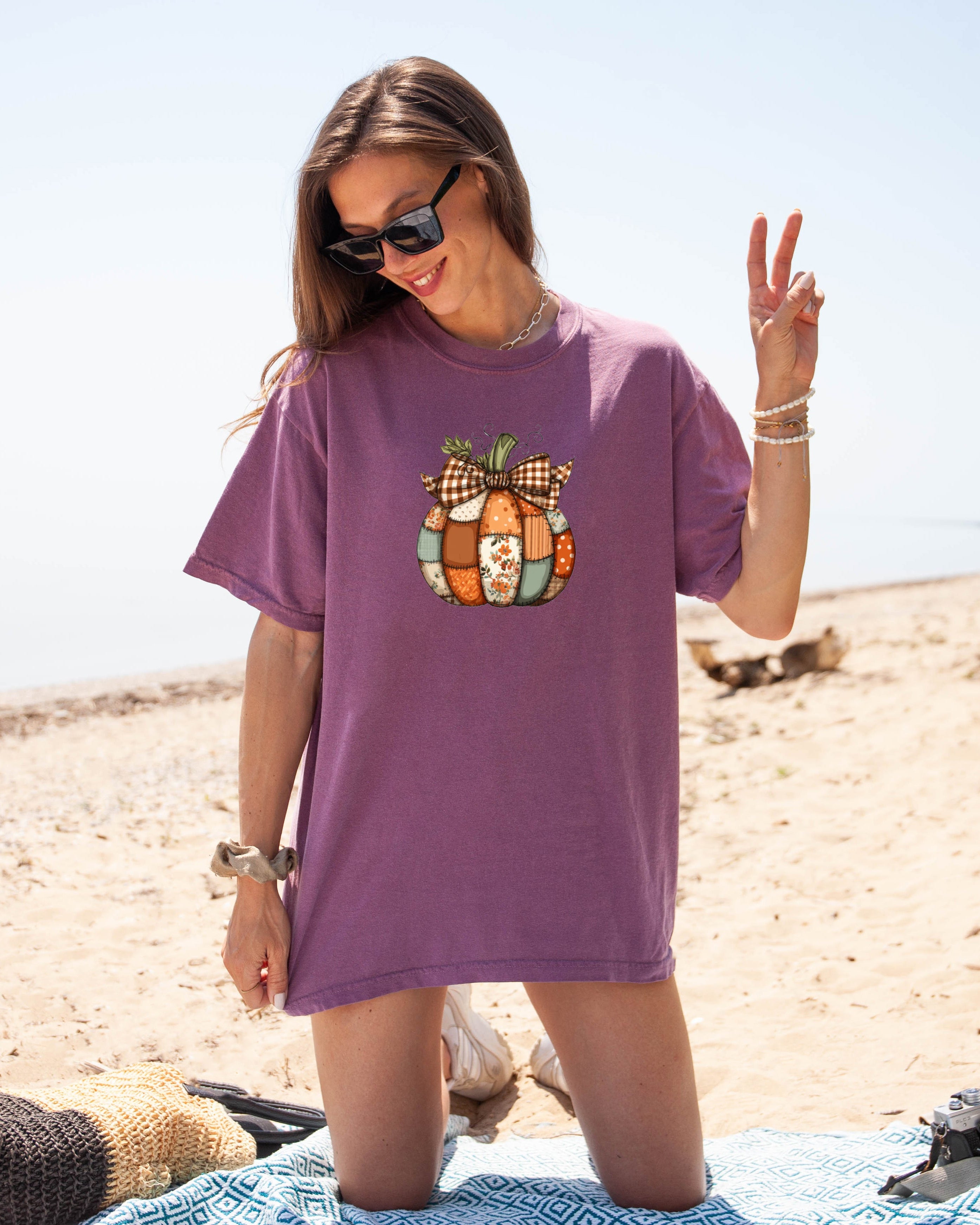 Pumpkin Tattered Fall Thanksgiving day Christmas Autumn Comfort Colors Garment Dyed T Shirt