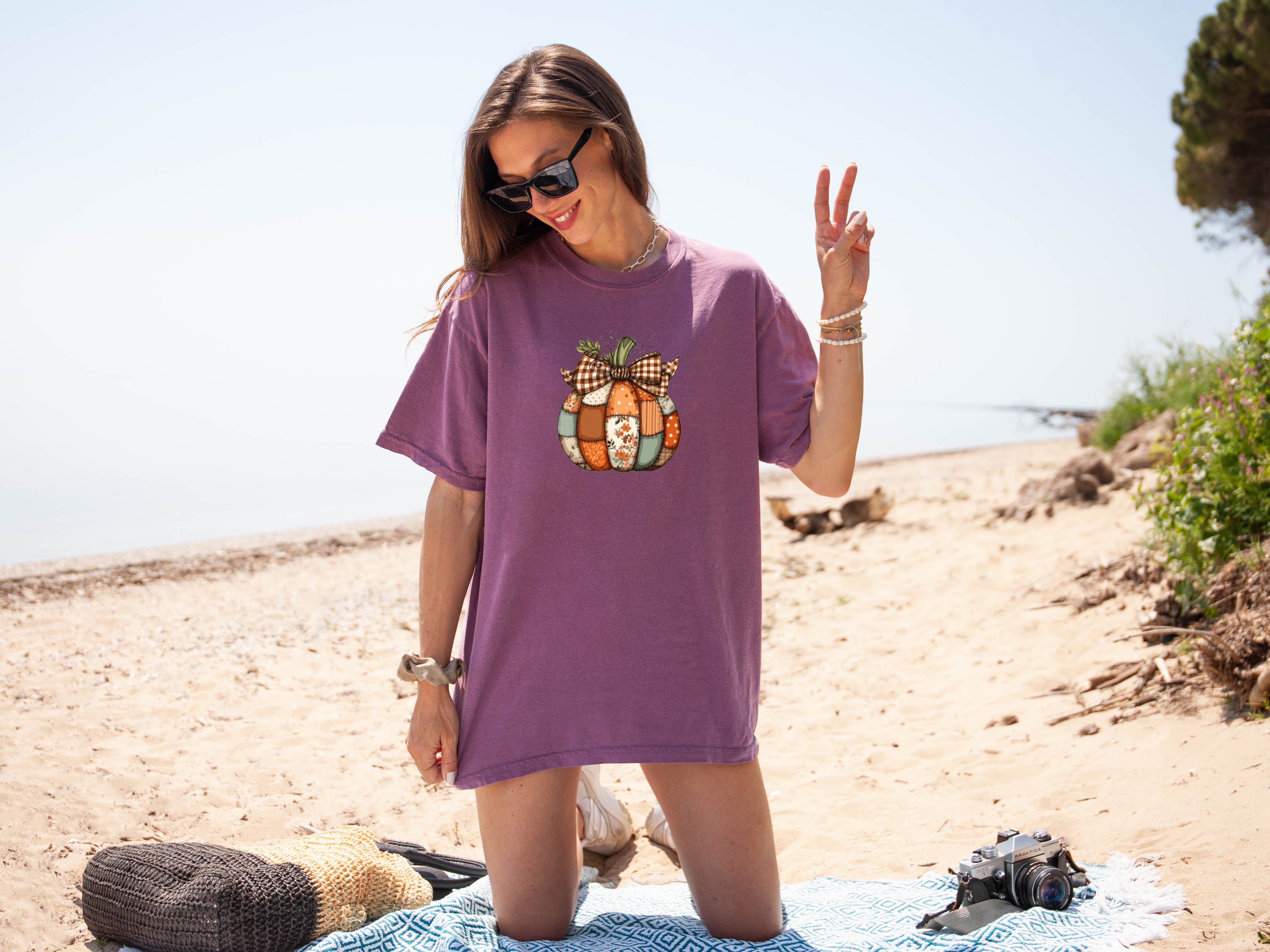 Pumpkin Tattered Fall Thanksgiving day Christmas Autumn Comfort Colors Garment Dyed T Shirt