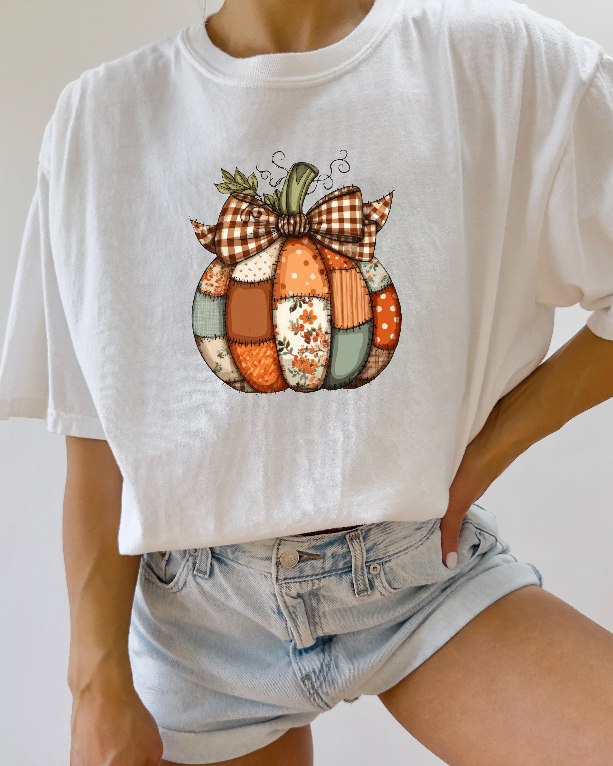 Pumpkin Tattered Fall Thanksgiving day Christmas Autumn Comfort Colors Garment Dyed T Shirt