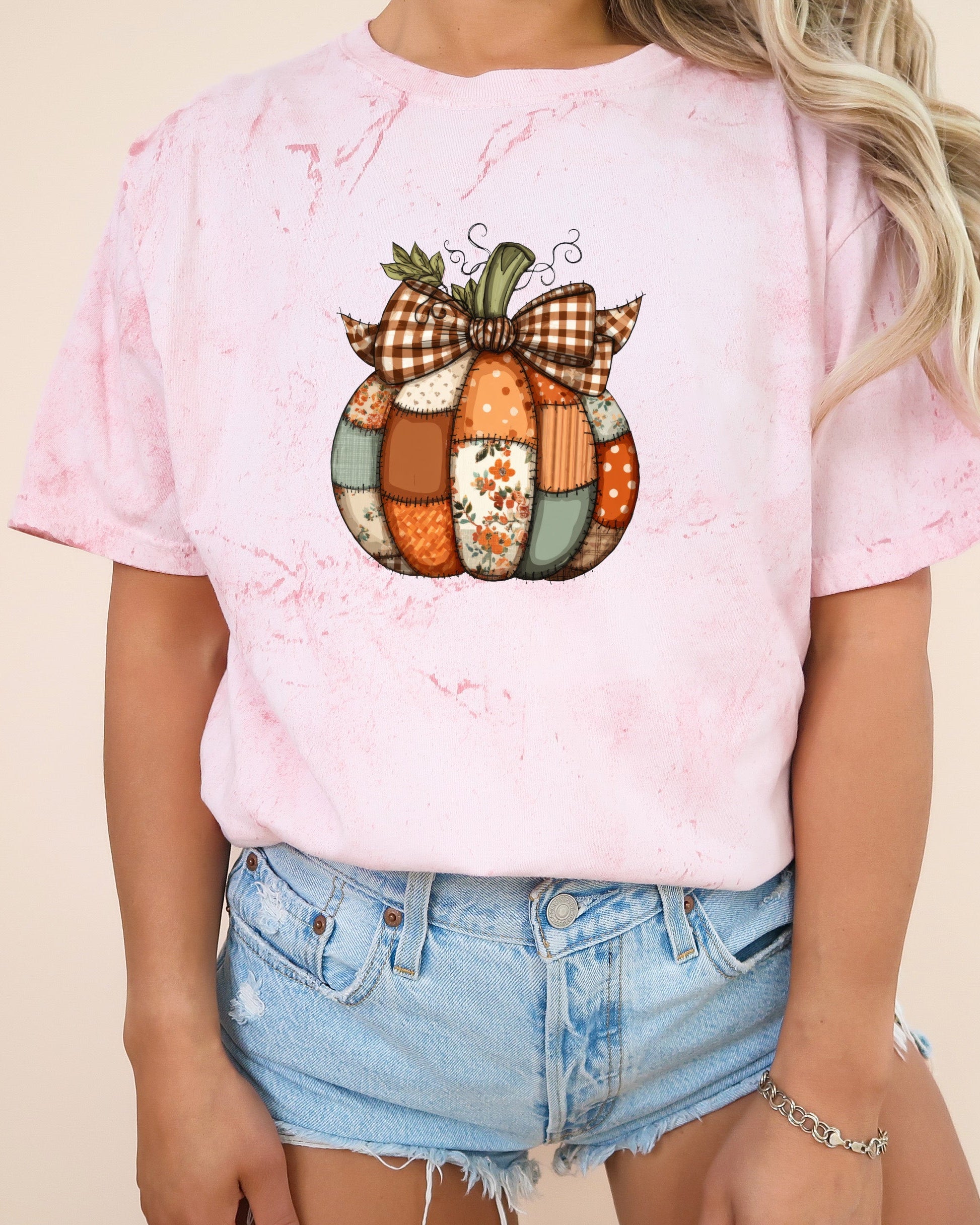 Pumpkin Tattered Fall Thanksgiving day Christmas Autumn Comfort Colors Garment Dyed T Shirt