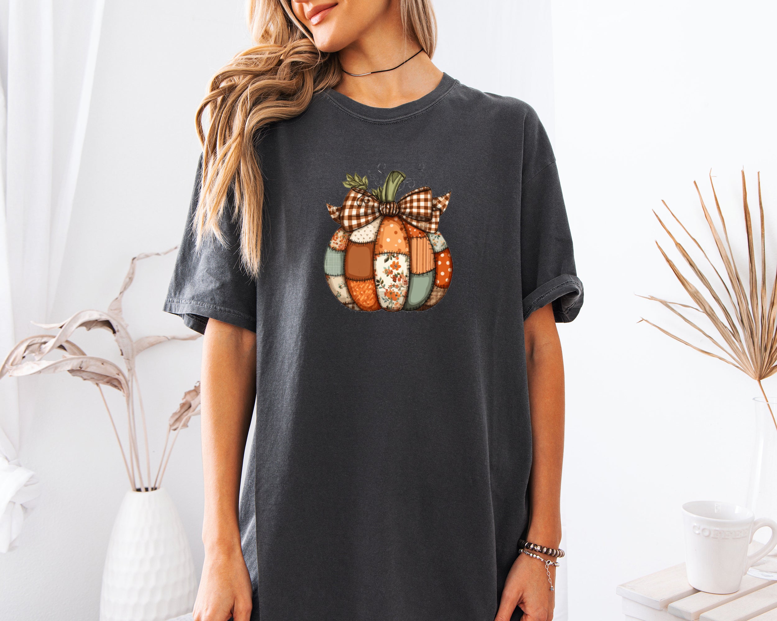 Pumpkin Tattered Fall Thanksgiving day Christmas Autumn Comfort Colors Garment Dyed T Shirt