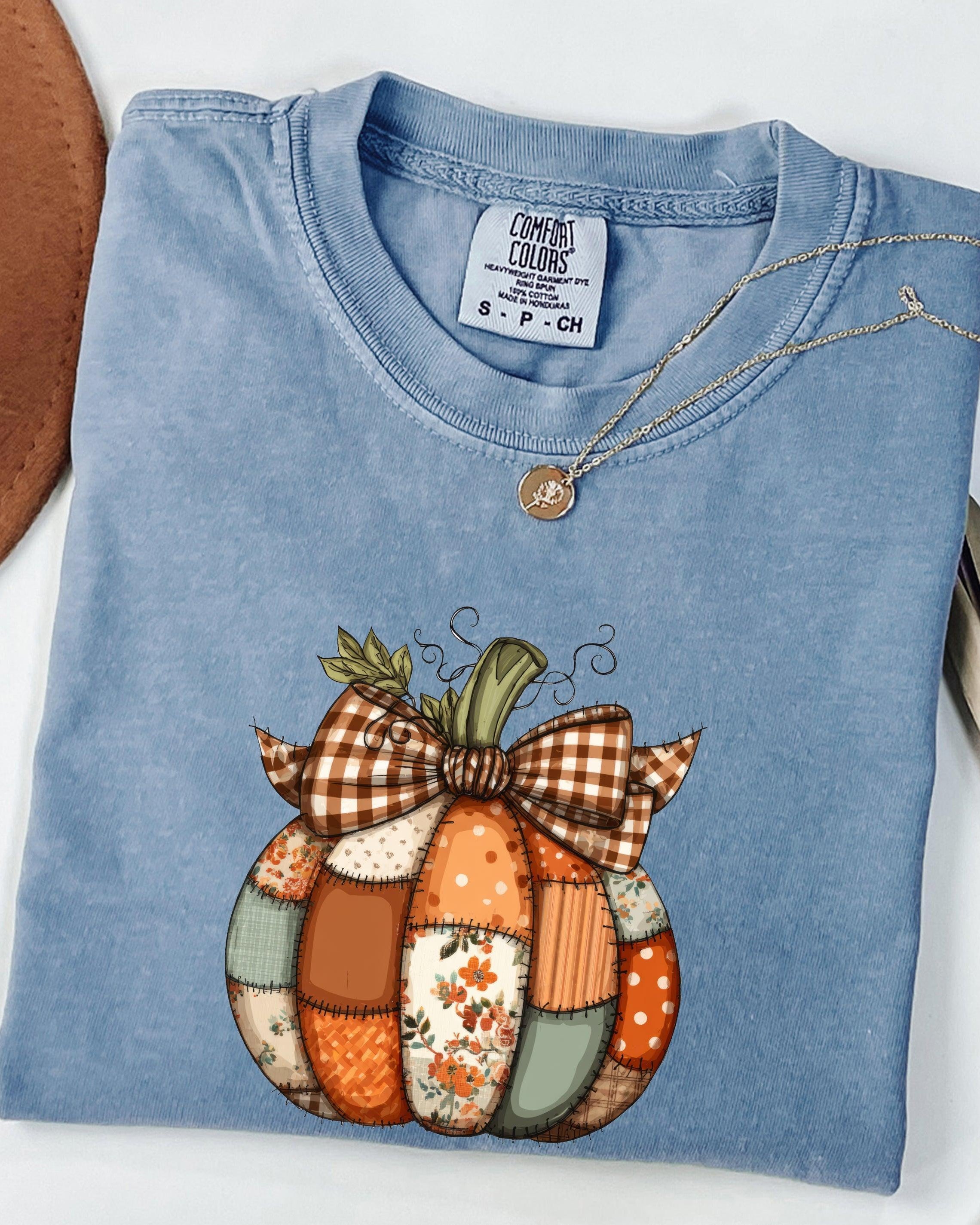 Pumpkin Tattered Fall Thanksgiving day Christmas Autumn Comfort Colors Garment Dyed T Shirt