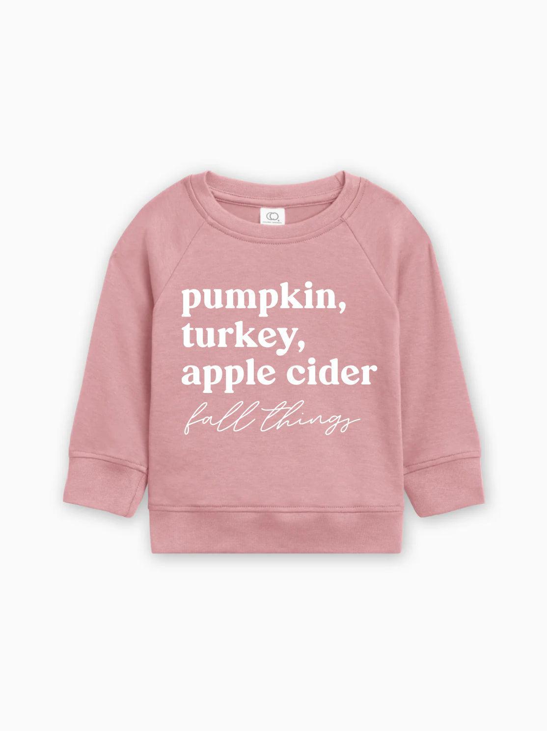 Pumpkin, Turkey, Apple Cider Fall Things Organic Cotton Baby and Toddler Pullover