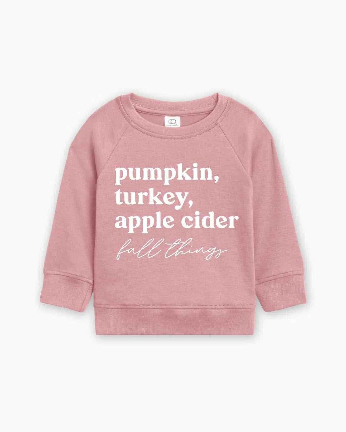 Pumpkin, Turkey, Apple Cider Fall Things Organic Cotton Baby and Toddler Pullover