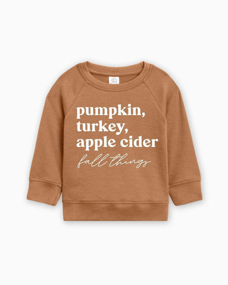 Pumpkin, Turkey, Apple Cider Fall Things Organic Cotton Baby and Toddler Pullover