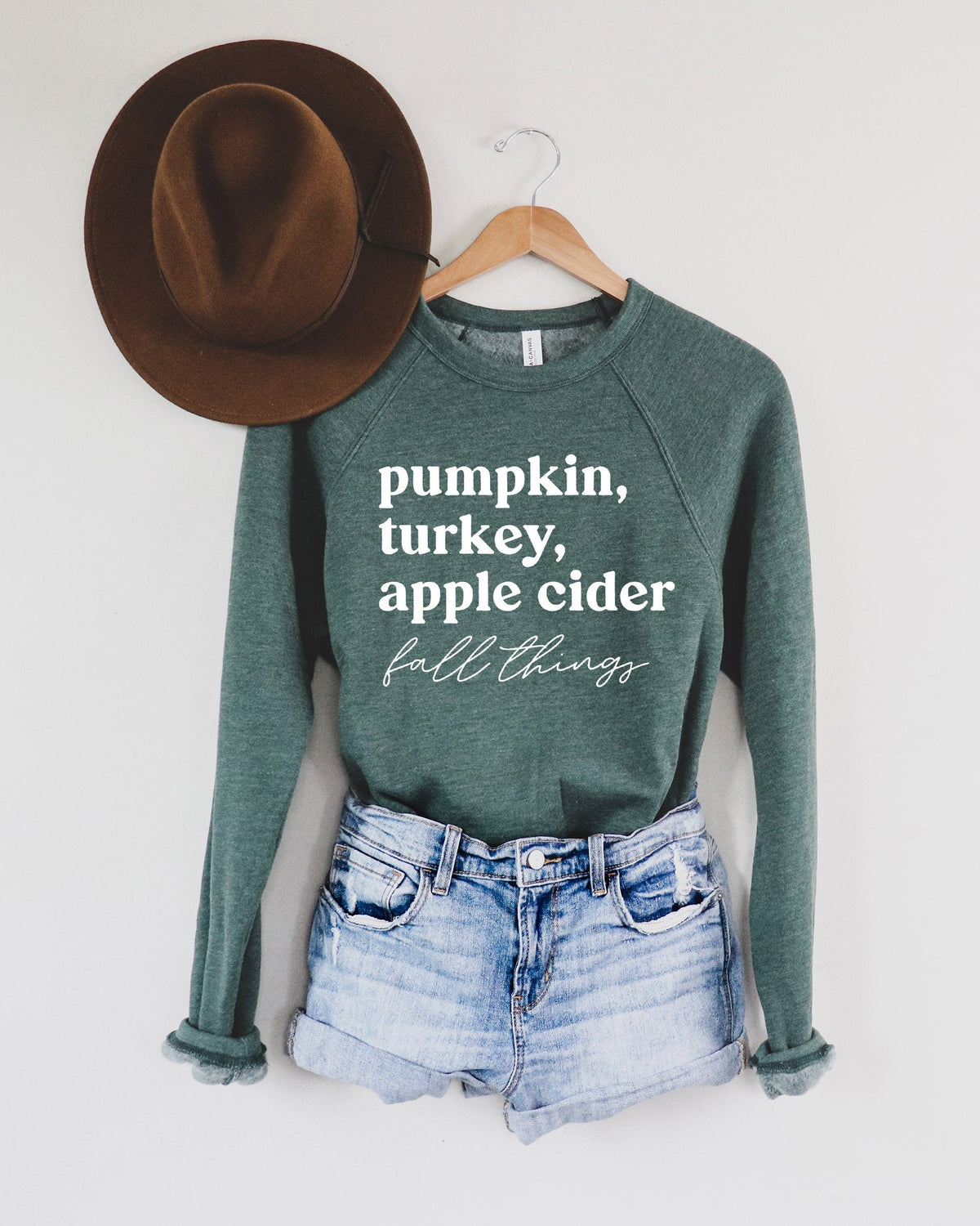 Pumpkin, Turkey, Apple Cider, Fall things Raglan Sponge Fleece Sweatshirt