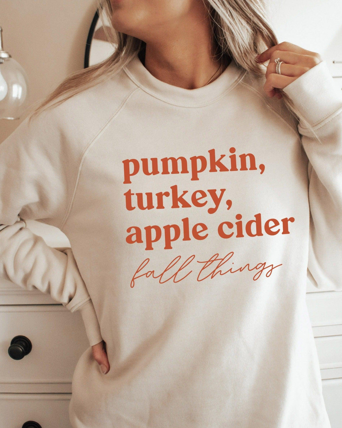 Pumpkin, Turkey, Apple Cider, Fall things Raglan Sponge Fleece Sweatshirt