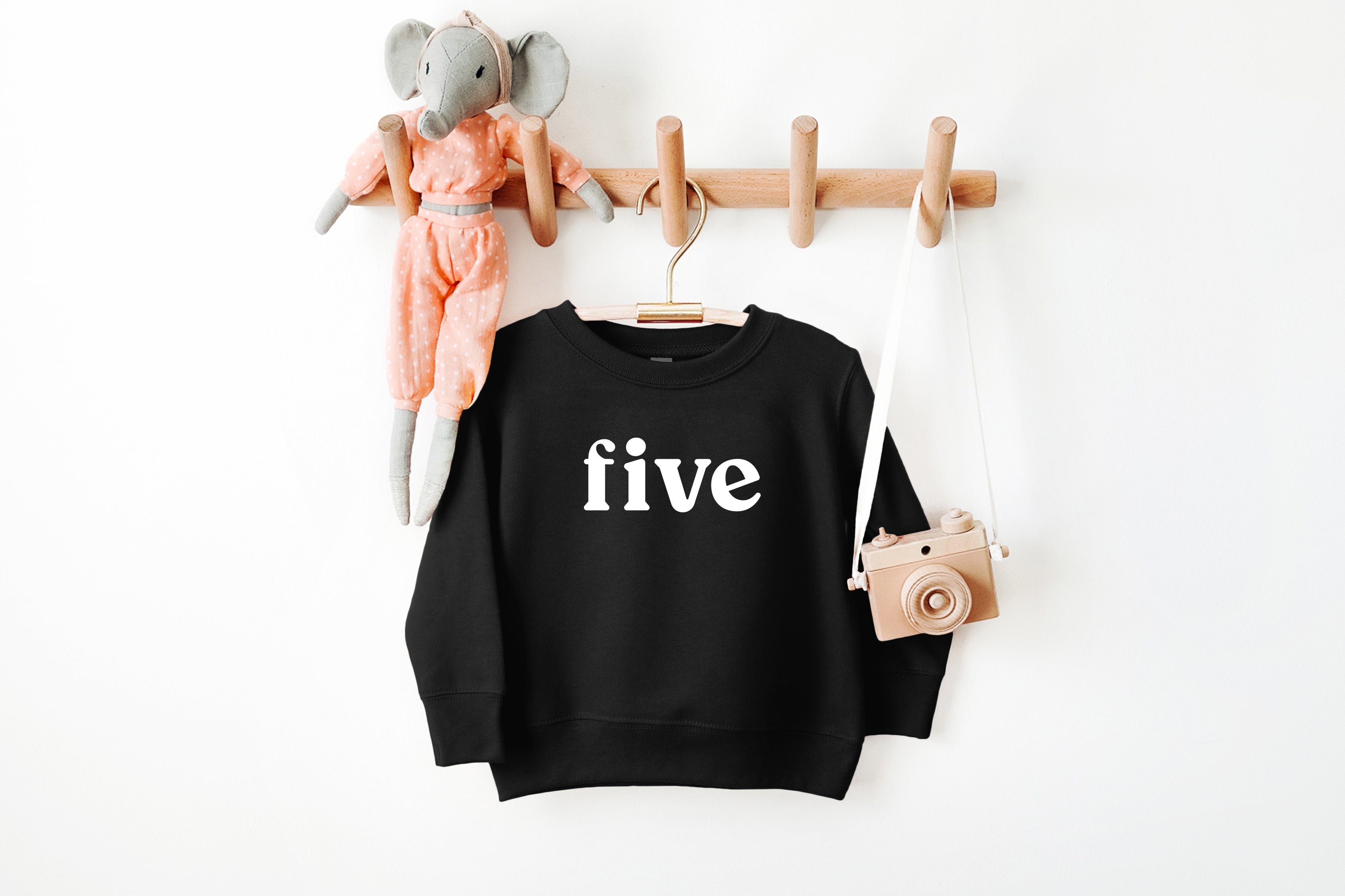 Five Toddler Kids Birthday Sweatshirt (Serif)