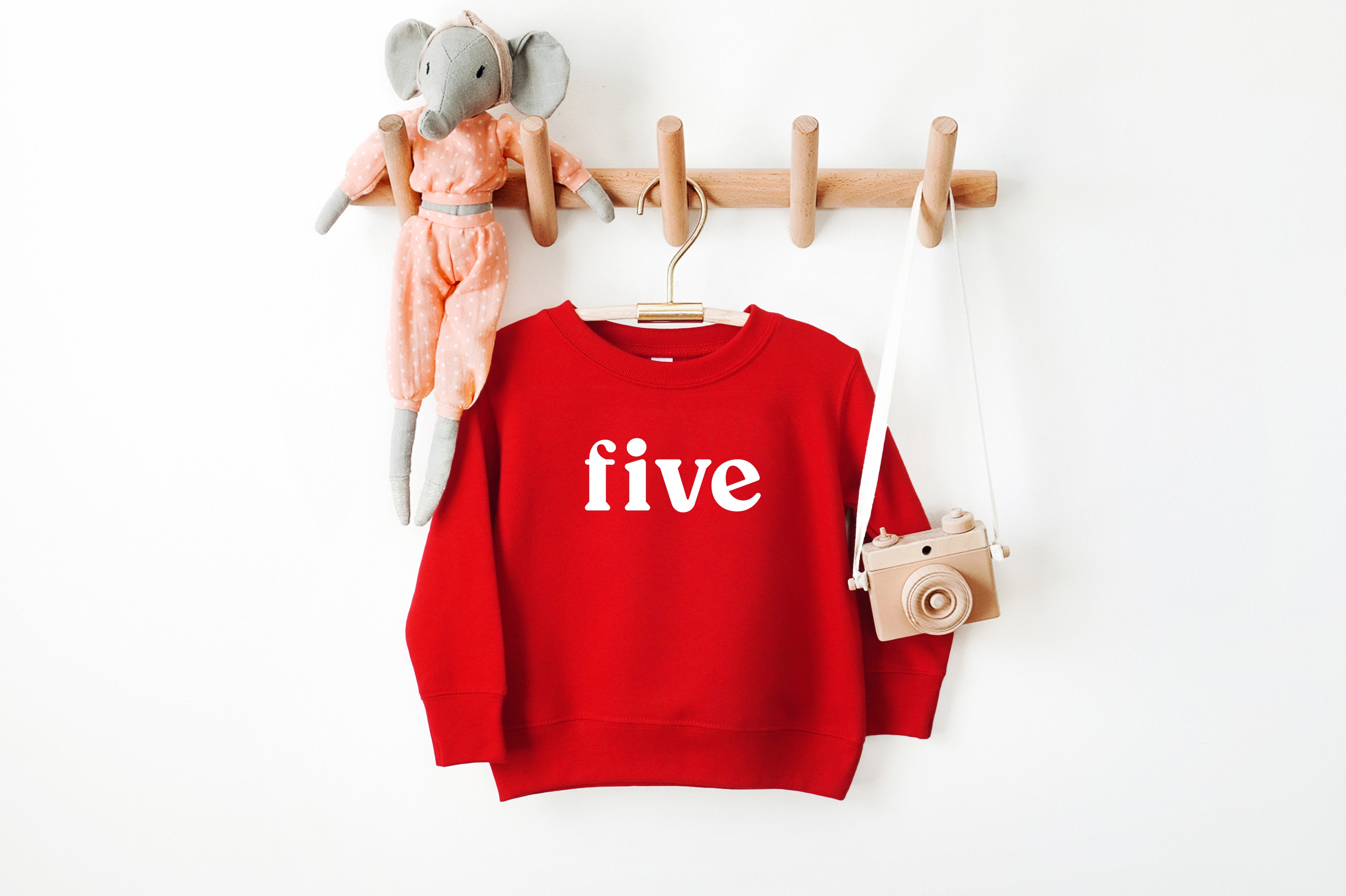 Five Toddler Kids Birthday Sweatshirt (Serif)