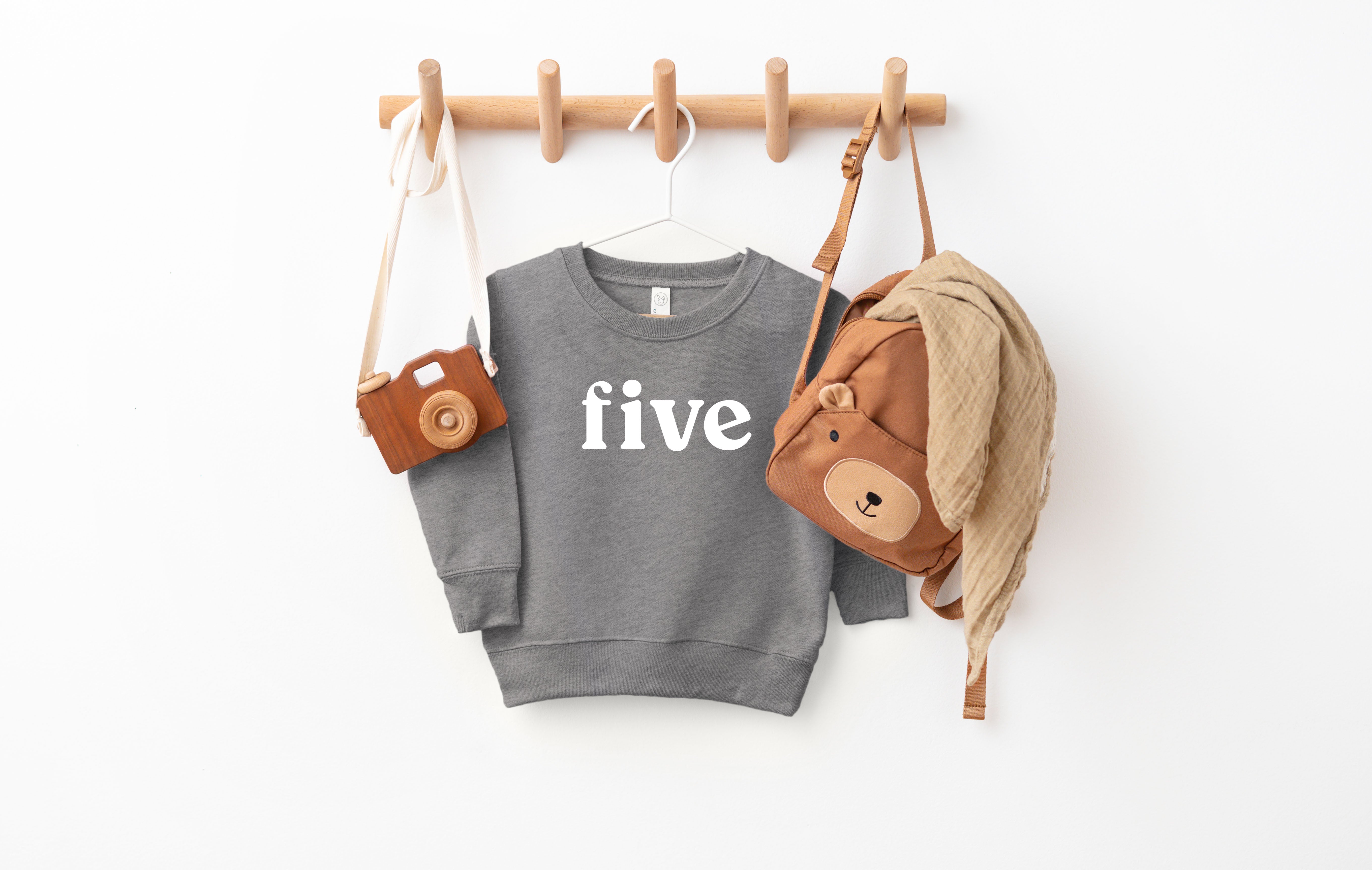 Five Toddler Kids Birthday Sweatshirt (Serif)