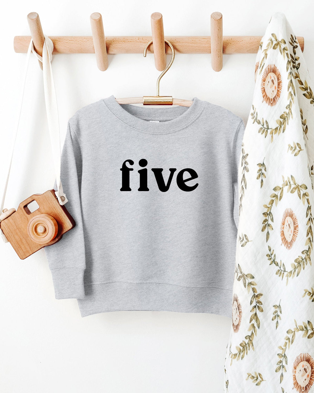 Five Toddler Kids Birthday Sweatshirt (Serif), 5th Birthday Shirt