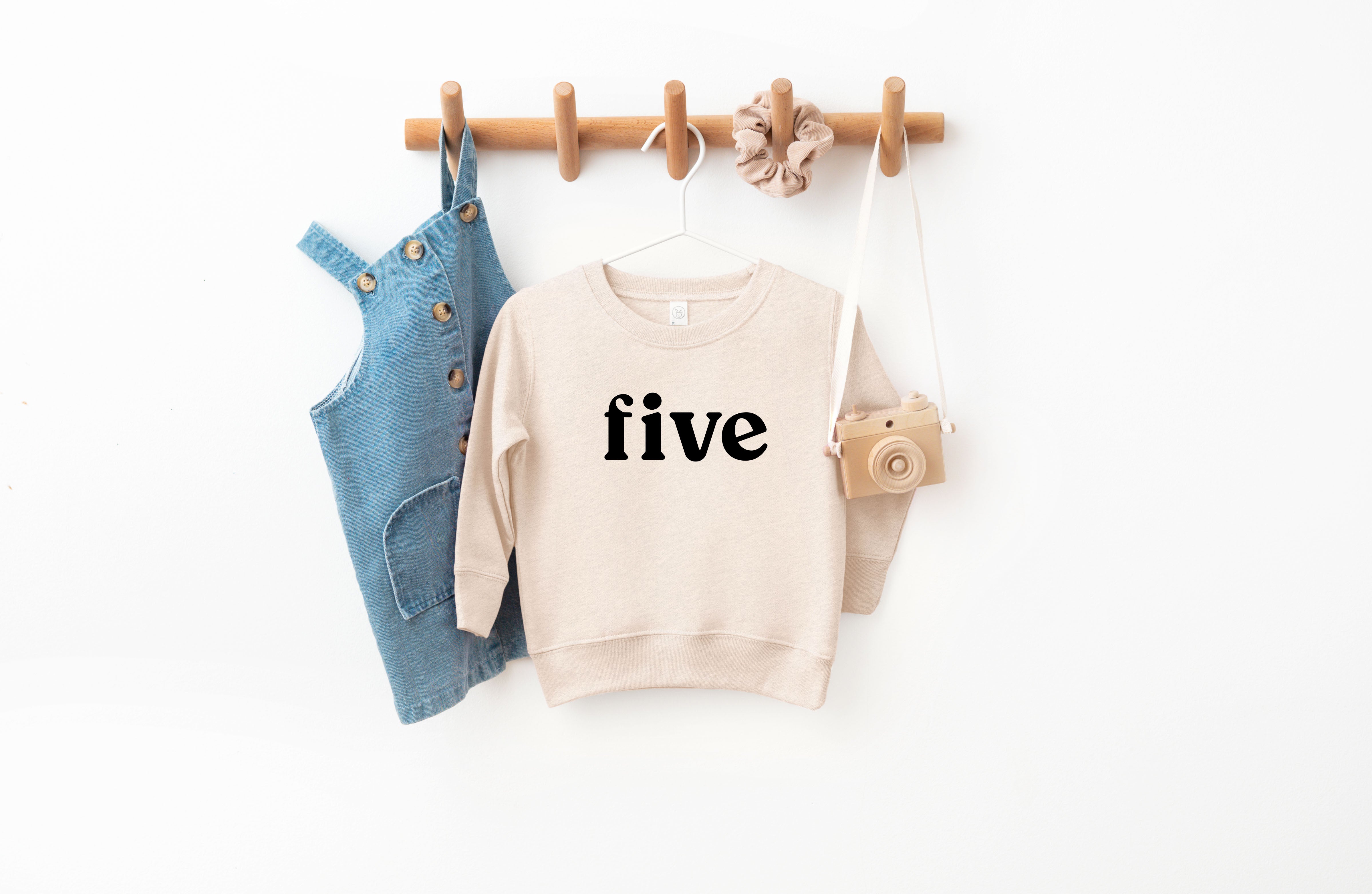 Five Toddler Kids Birthday Sweatshirt (Serif)