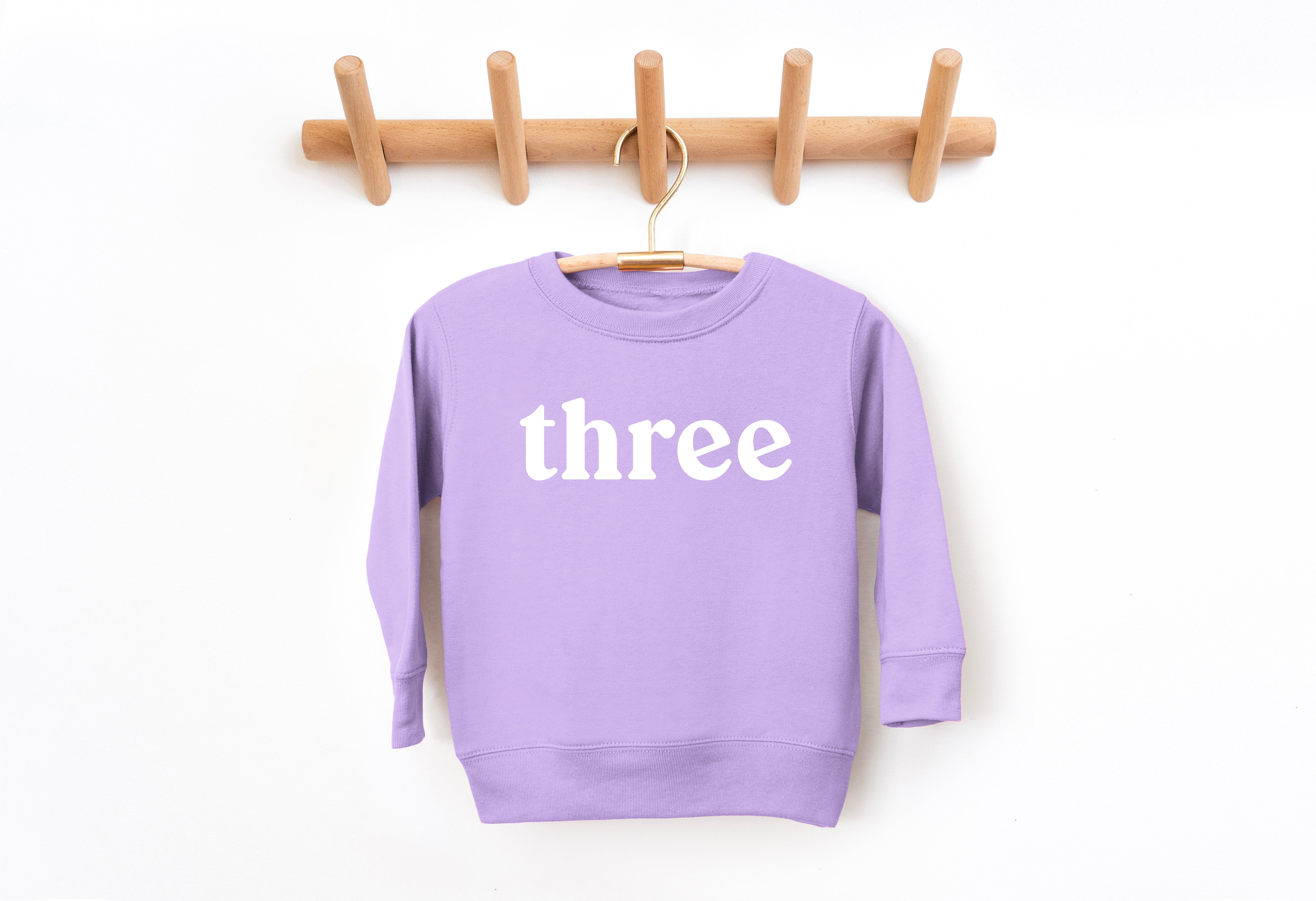 Three Toddler Kids Birthday Sweatshirt (Serif)