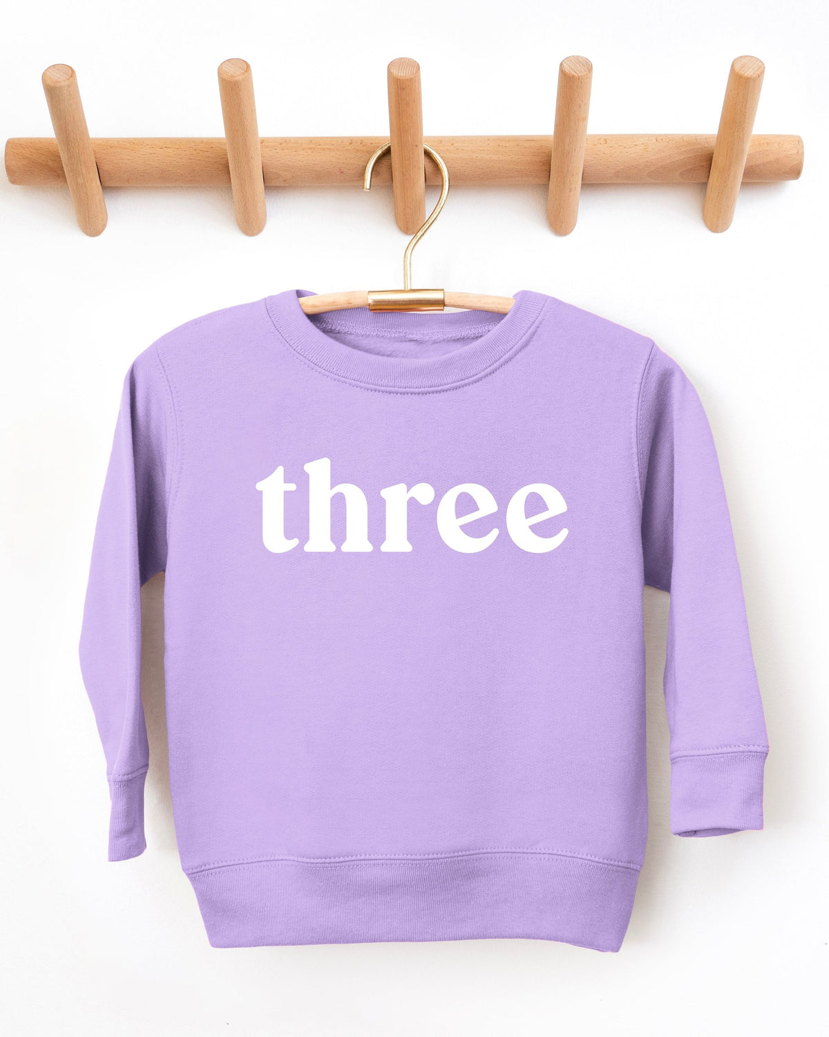 Three Toddler Kids Birthday Sweatshirt (Serif), 3rd Birthday Shirt
