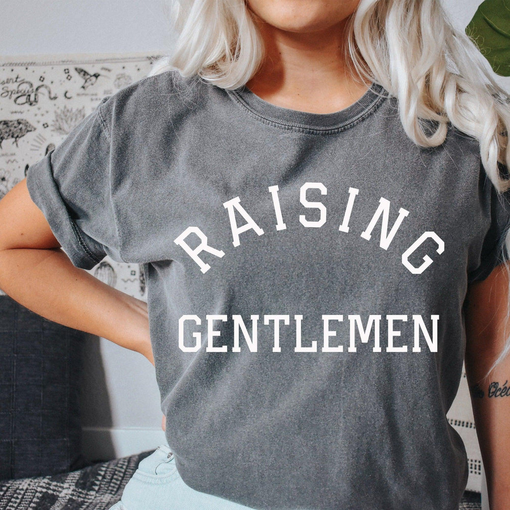 Raising Gentlemen Boy Mom Comfort Colors T Shirt (Varsity)