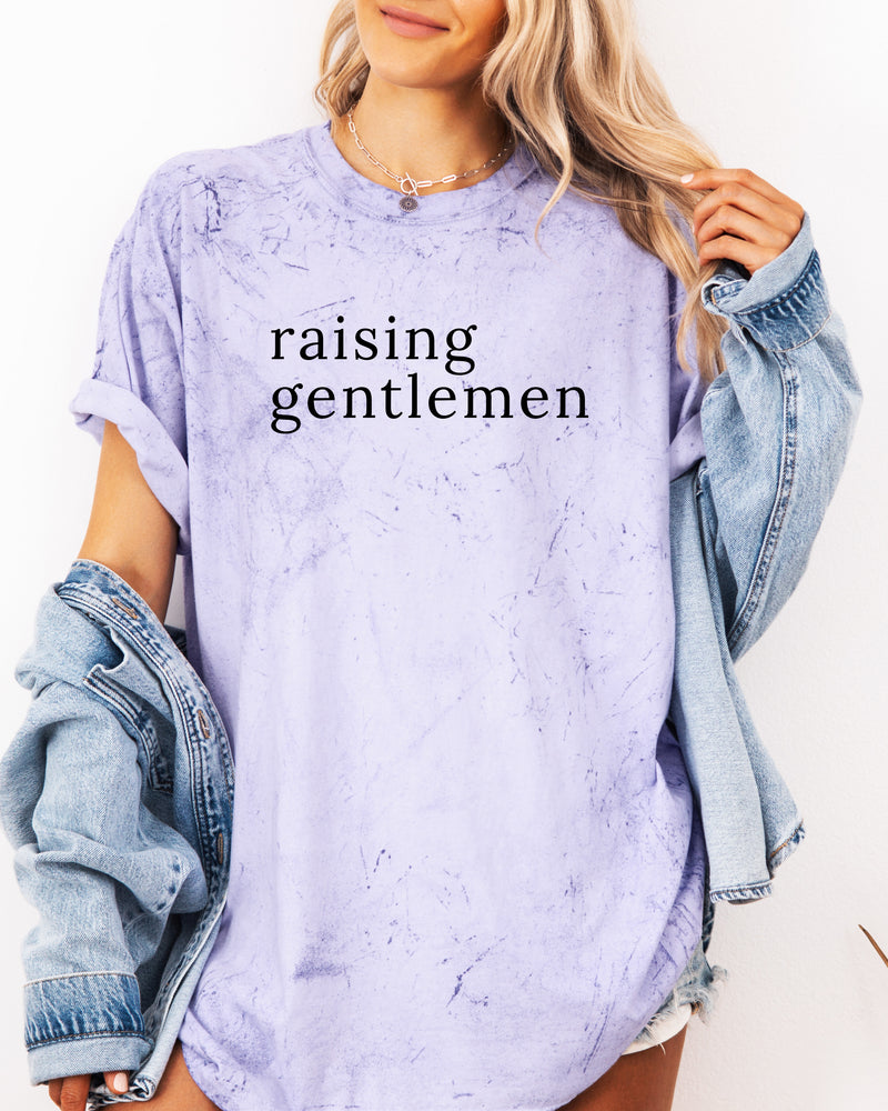 Raising Gentlemen Boy mom Garment Dyed T Shirt (serif)