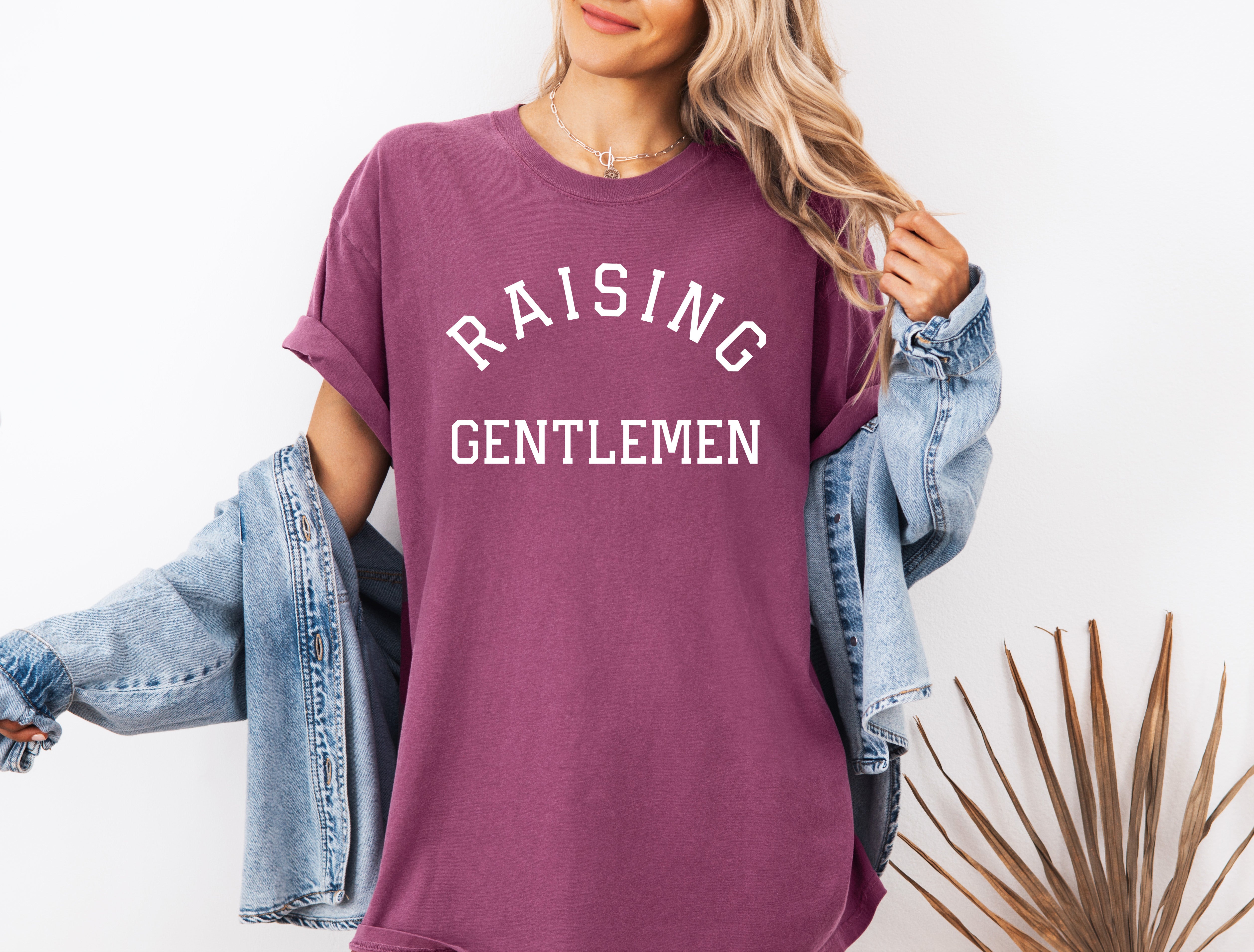 Raising Gentlemen Boy mom Garment Dyed T Shirt (varsity)