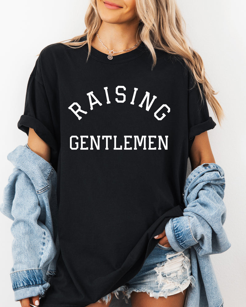 Raising Gentlemen Boy mom Garment Dyed T Shirt (varsity)