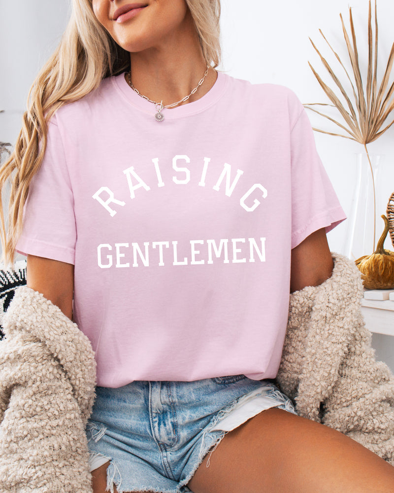 Raising Gentlemen Boy mom Garment Dyed T Shirt (varsity)