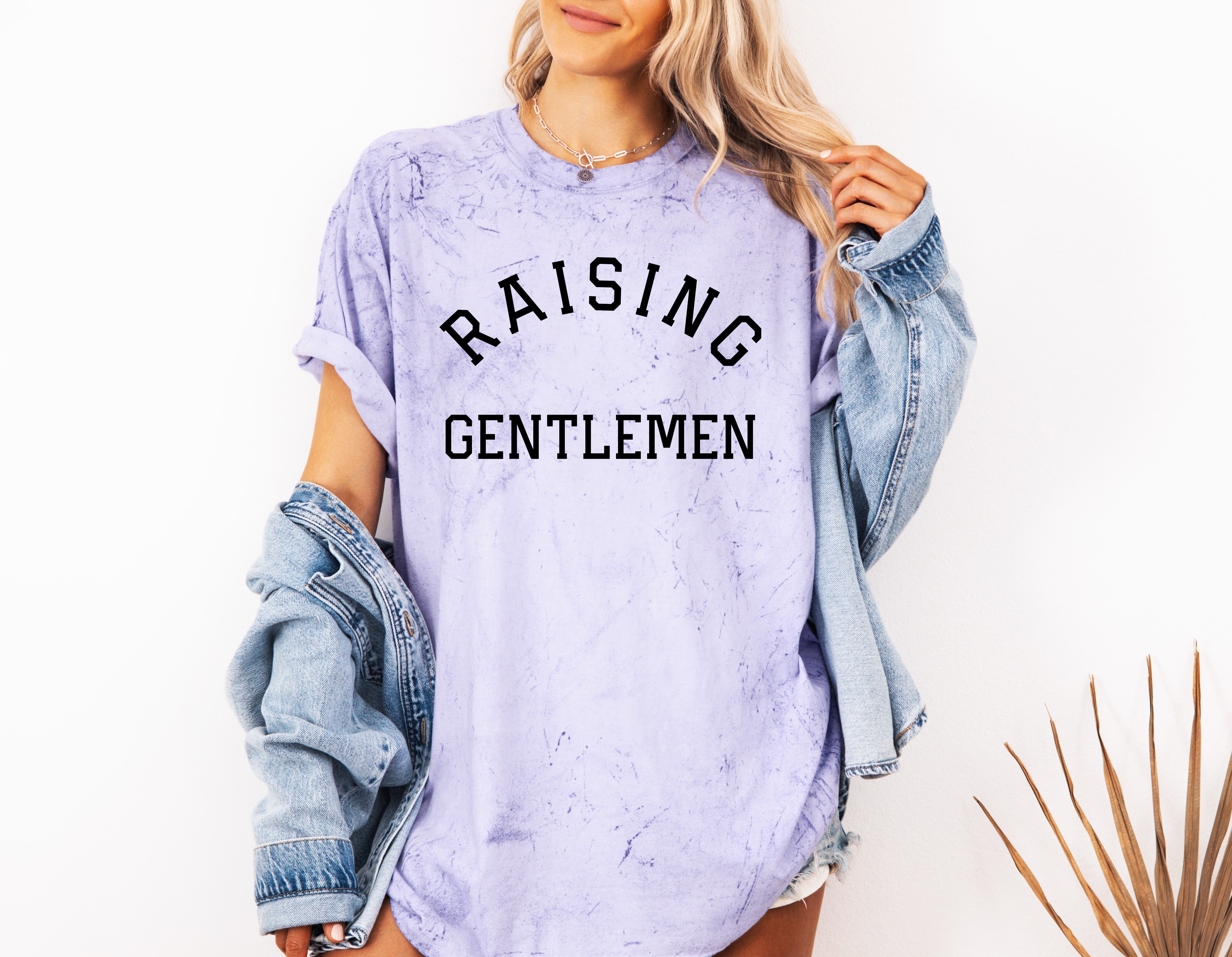 Raising Gentlemen Boy mom Garment Dyed T Shirt (varsity)