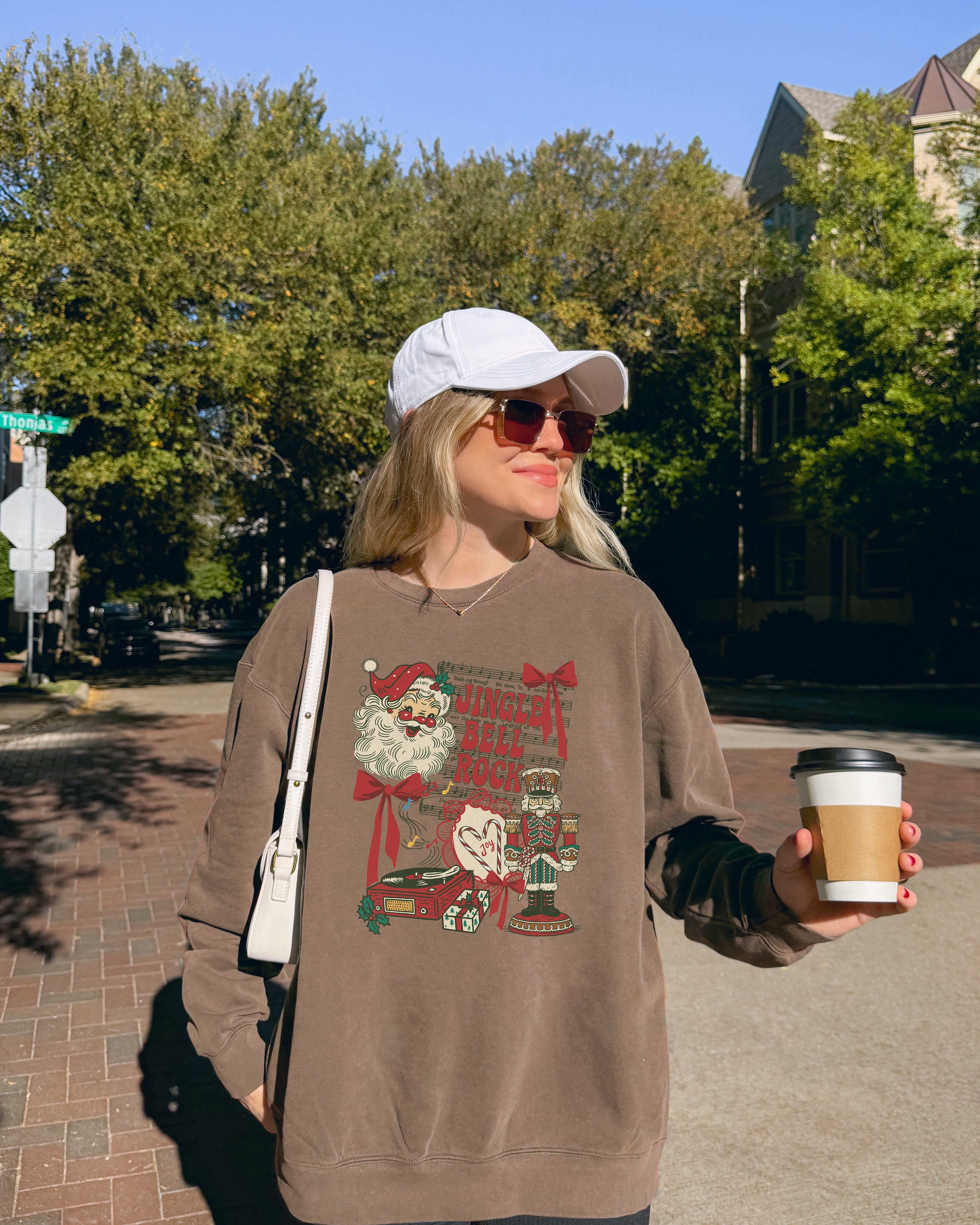 Santa & Nutcracker Merry Christmas Holiday Inspirational Garment Dyed Comfort Colors Sweatshirt