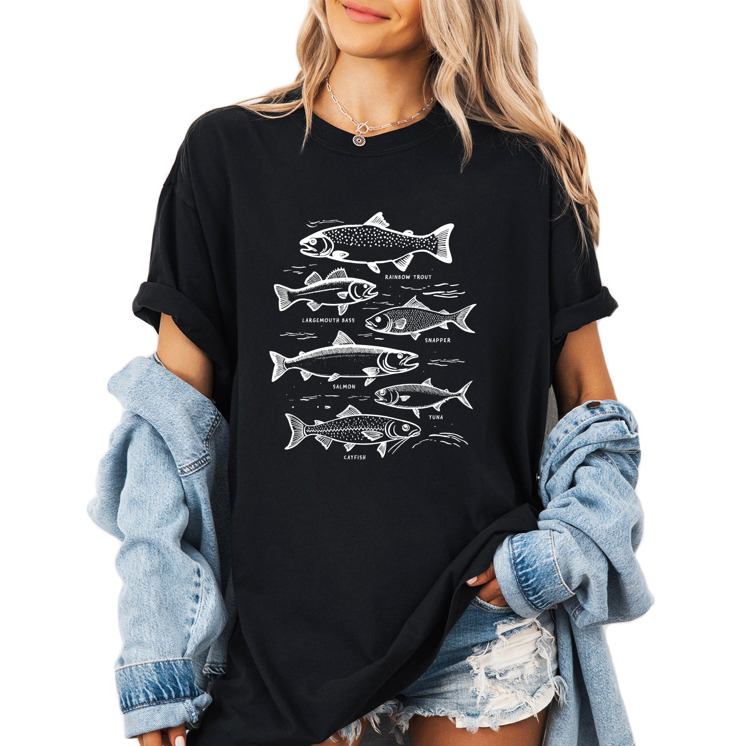 Sardines Salmon Fish Nature Camping Hiking Comfort Colors T Shirt (sketch)