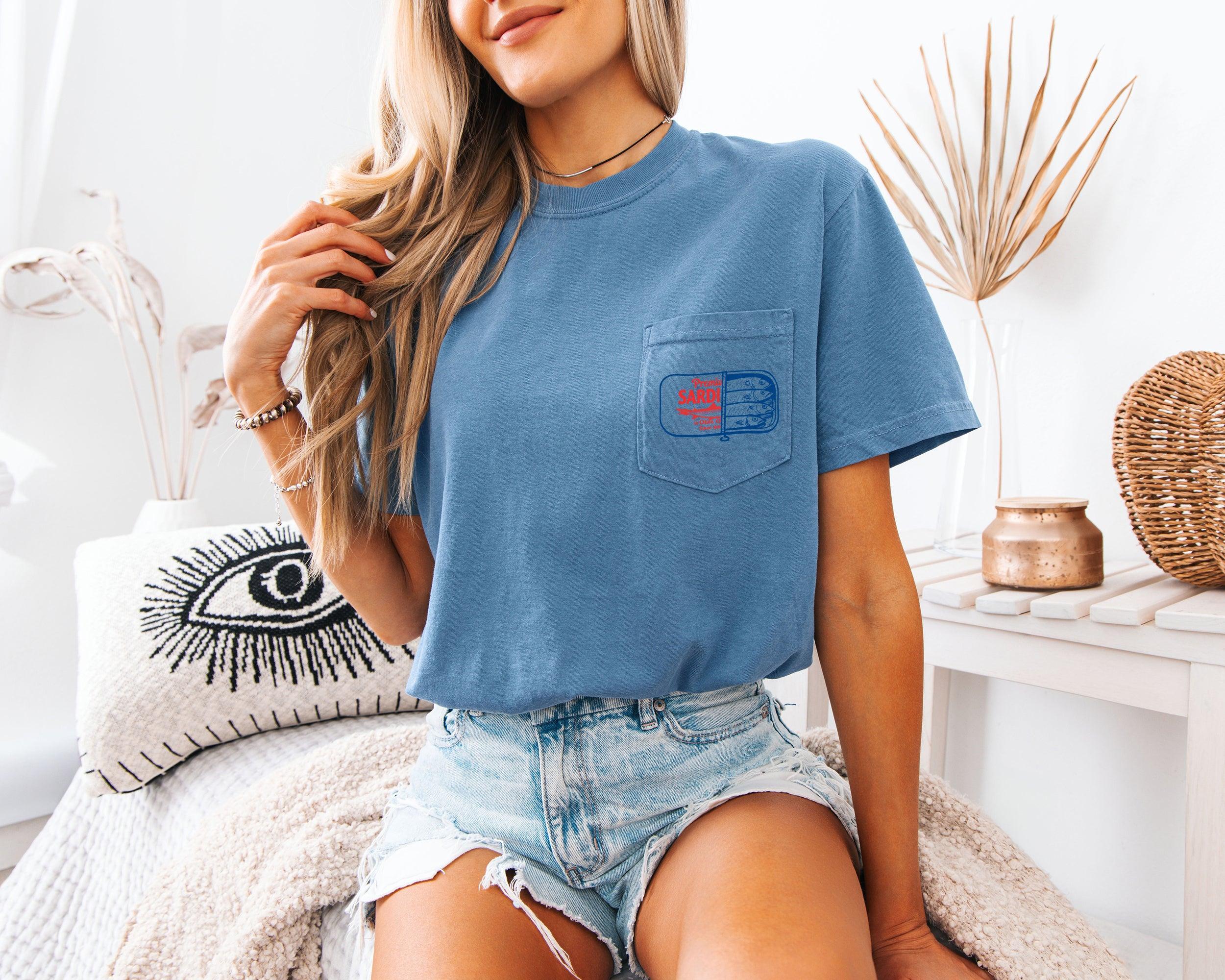 Sardines Salmon Fish Vacation Lake Beach Nature Comfort Colors Pocket T Shirt | Camping, Hiking, Plant