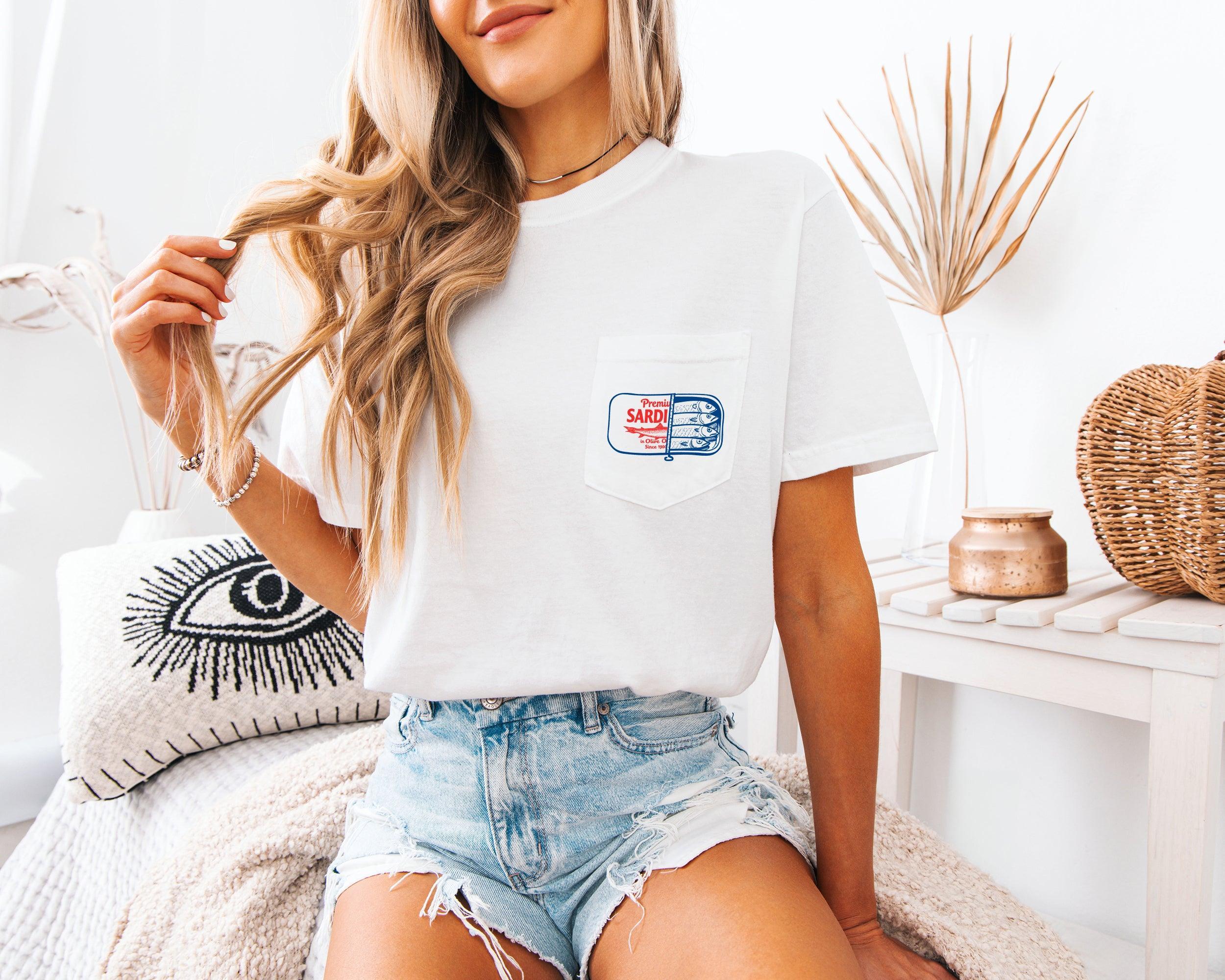 Sardines Salmon Fish Vacation Lake Beach Nature Comfort Colors Pocket T Shirt | Camping, Hiking, Plant