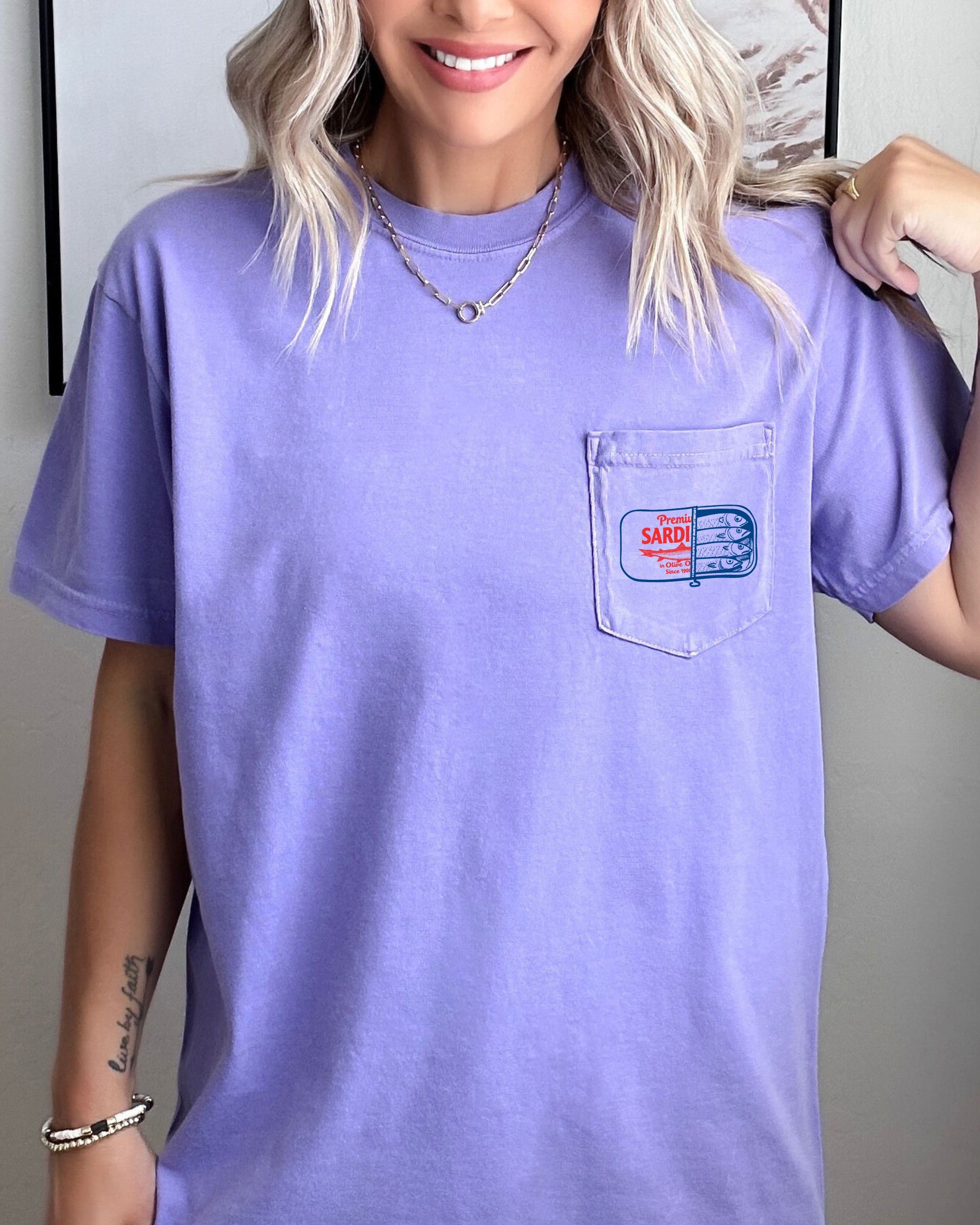 Sardines Salmon Fish Vacation Lake Beach Nature Comfort Colors Pocket T Shirt | Camping, Hiking, Plant