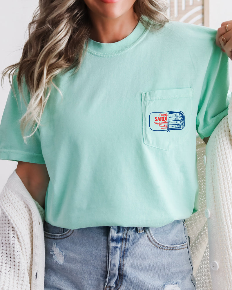 Sardines Salmon Fish Vacation Lake Beach Nature Comfort Colors Pocket T Shirt | Camping, Hiking, Plant