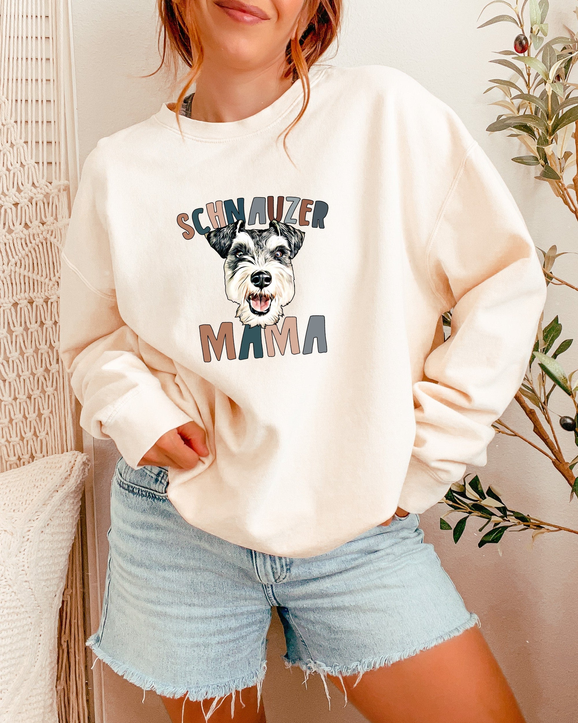 Schnauzer Dog Mom Garment Dyed Comfort Colors Sweatshirt (Color)