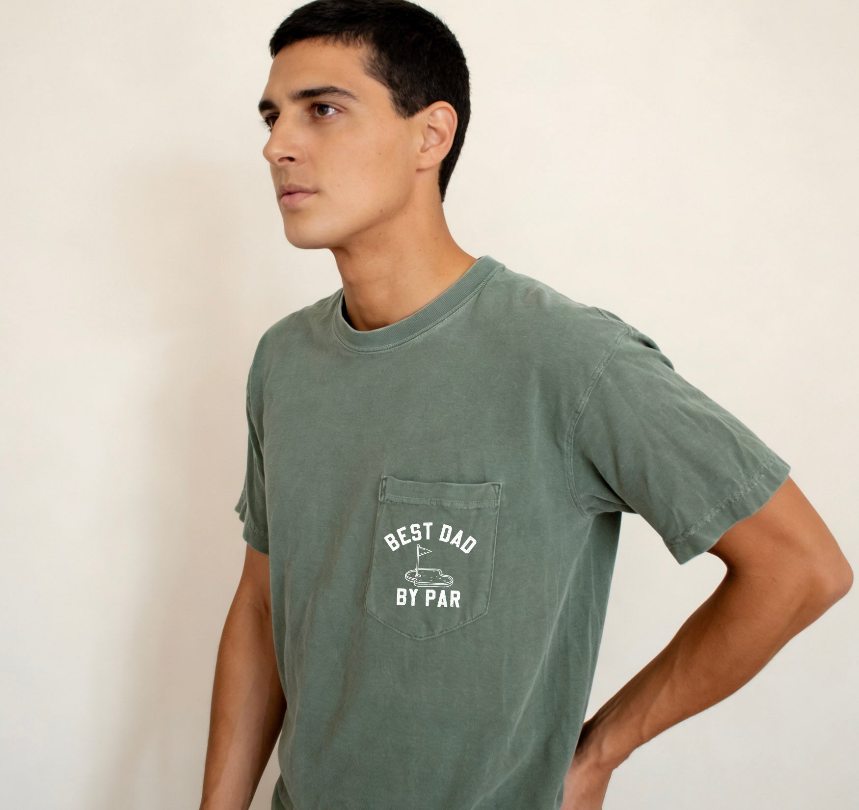 Best dad by par Comfort Colors Pocket T Shirt (Golf)