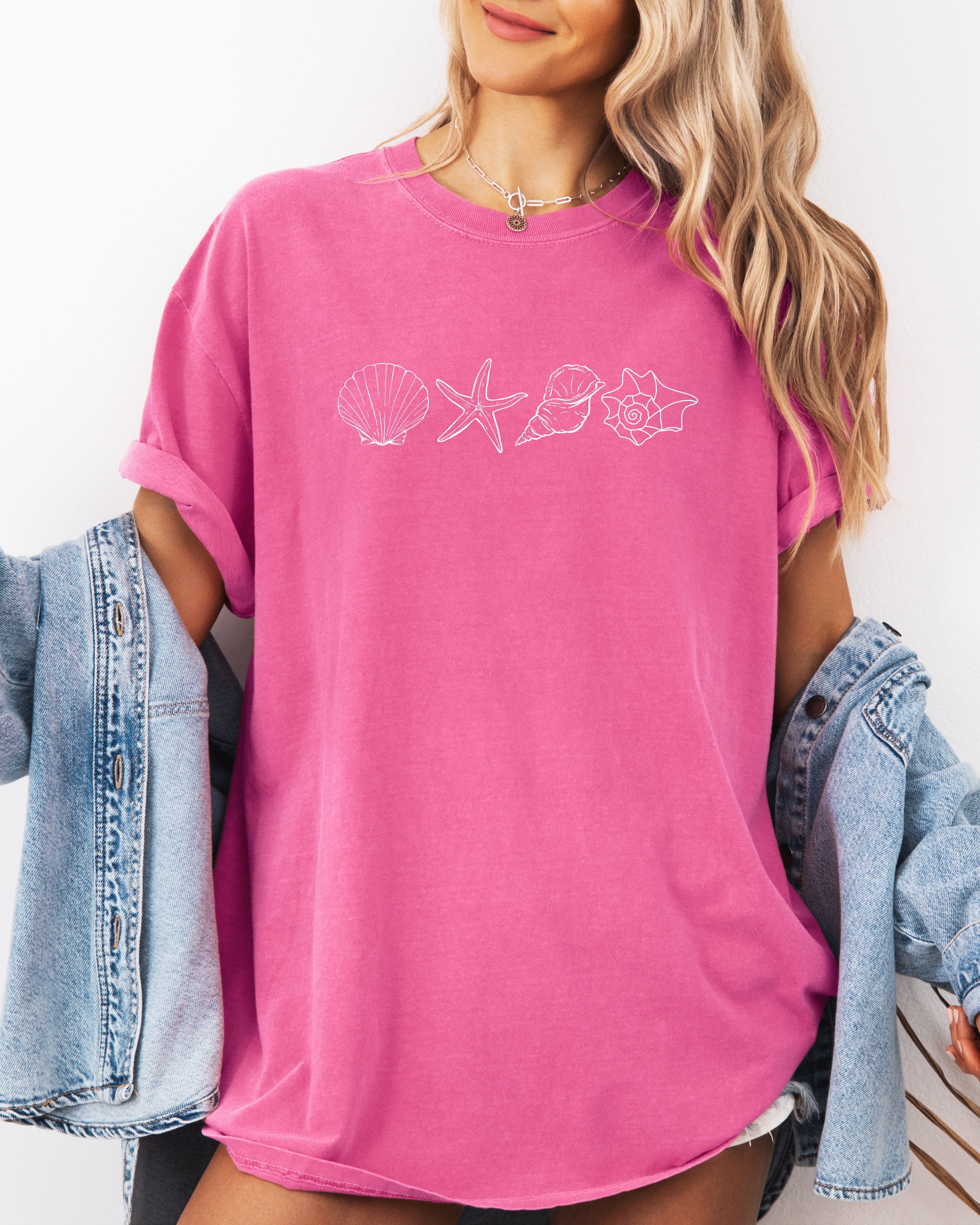 Seashell Starfish Beach Summer Vacation Nature Camping Hiking Comfort Colors T Shirt