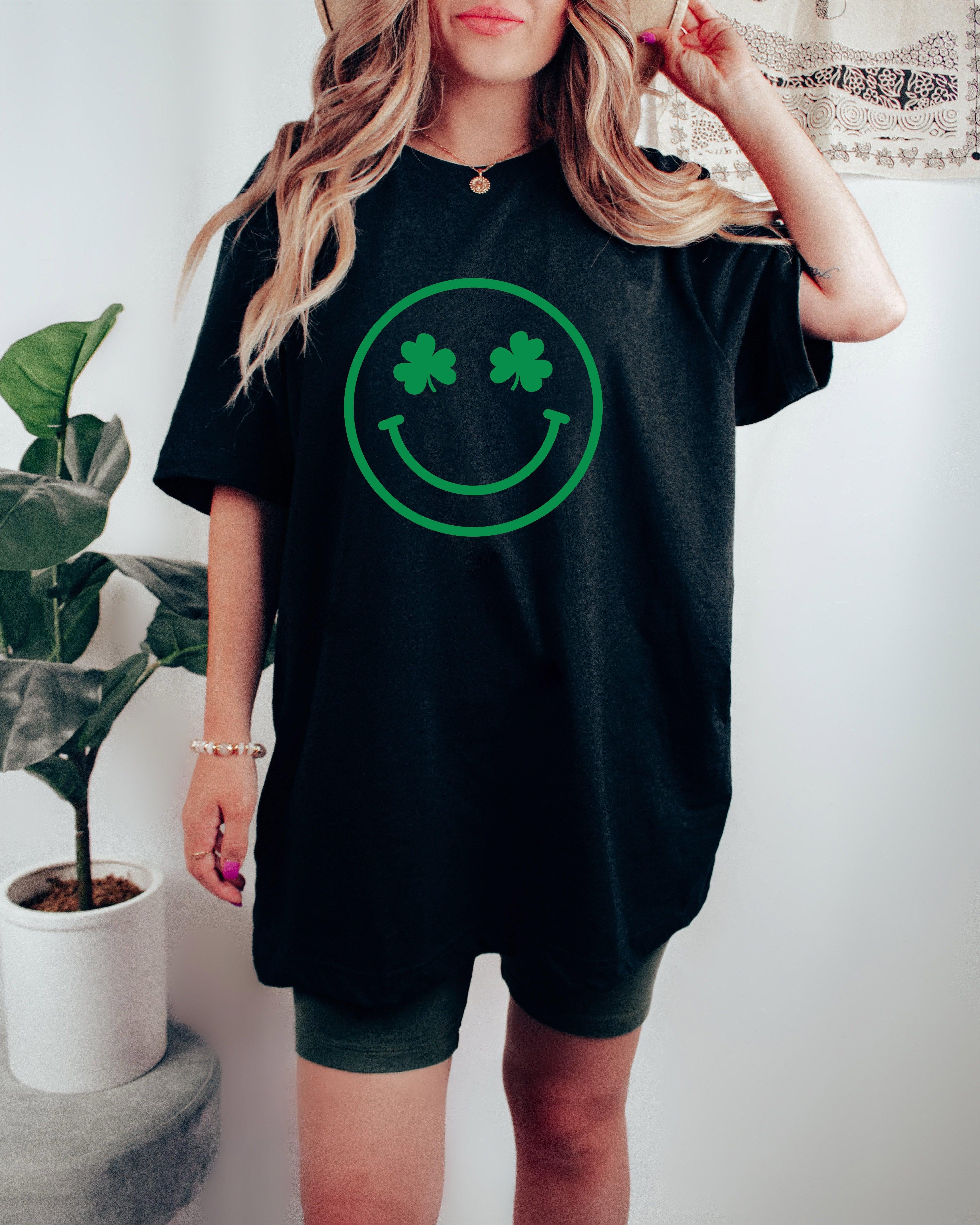 Shamrock Clover Smiley Comfort Colors T Shirt