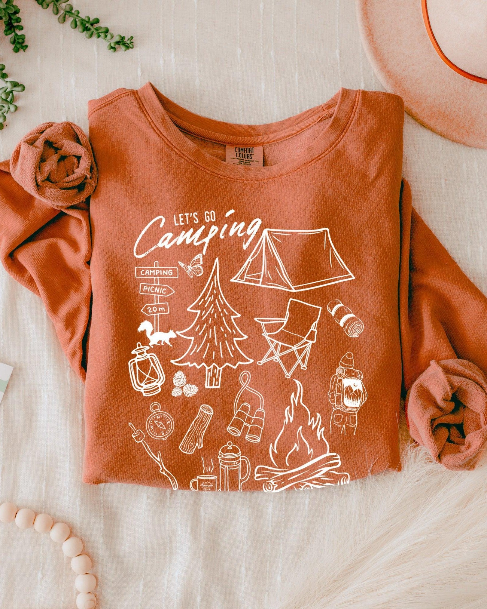 Sketched Nature Camping Hiking Mountain Garment Dyed Comfort Colors Sweatshirt