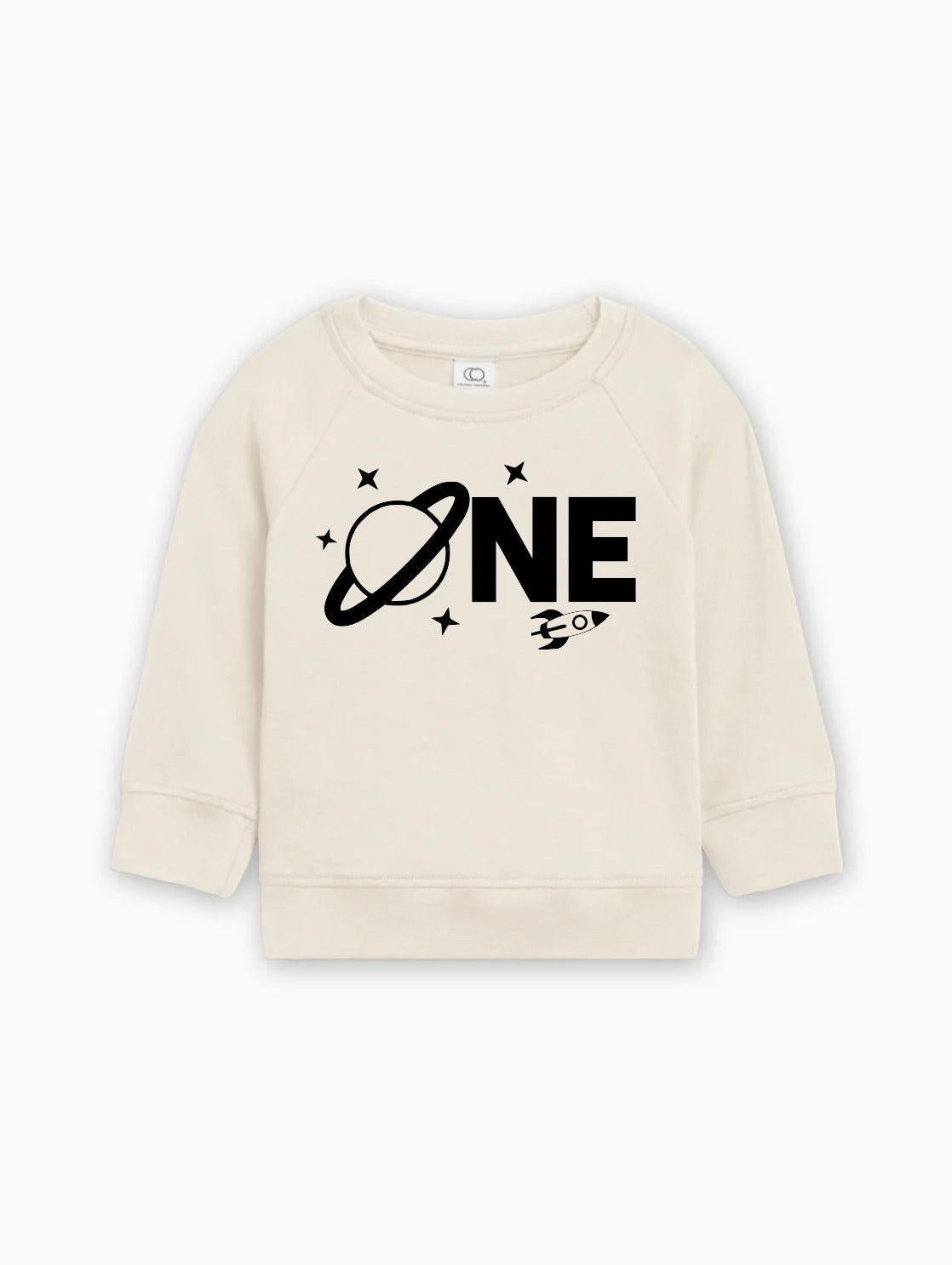 Space One 1st Birthday Boy Girl Organic Cotton Pullover