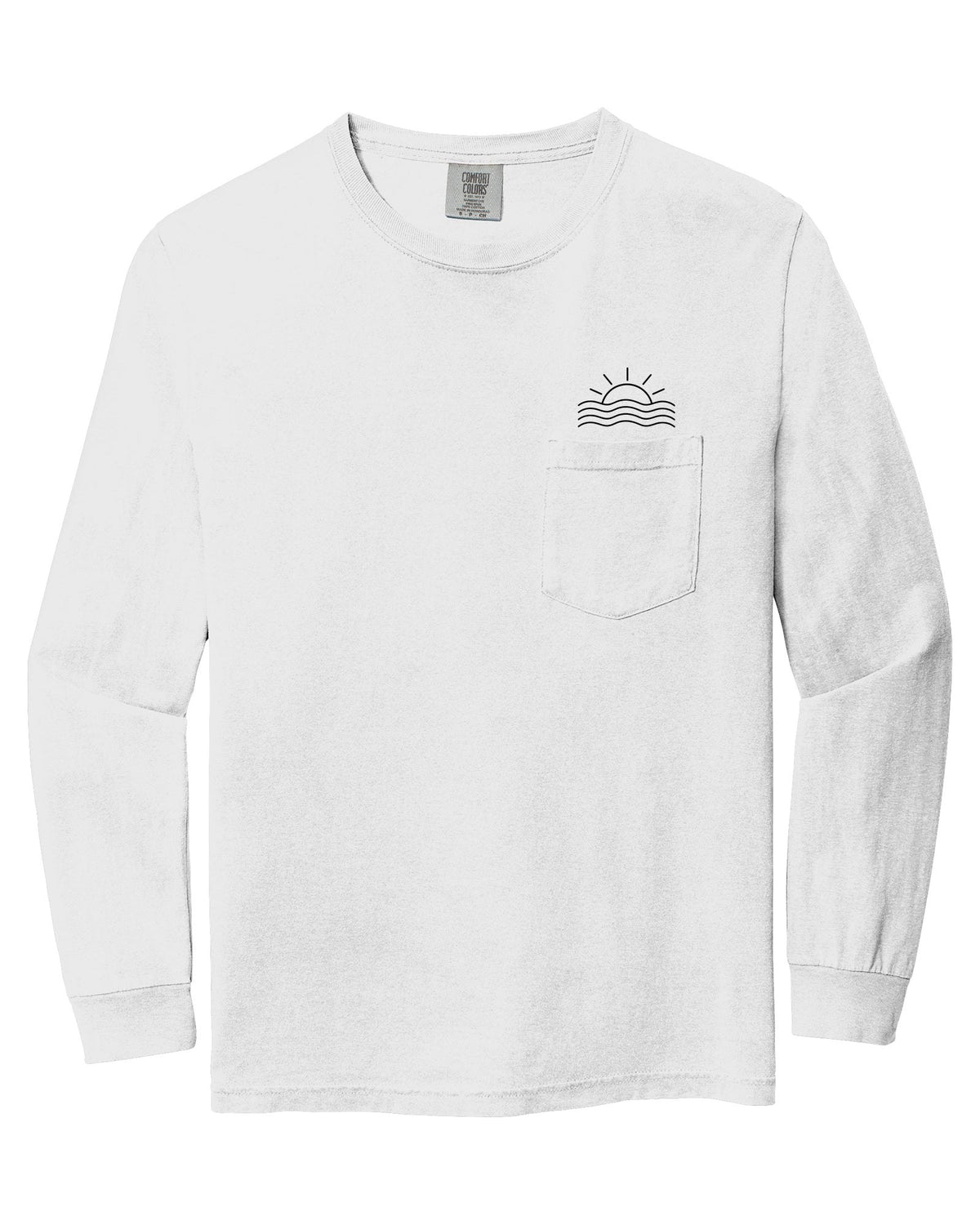 Sun & Wave Lake Beach Vacation Pocket Comfort Colors Long Sleeve Shirt