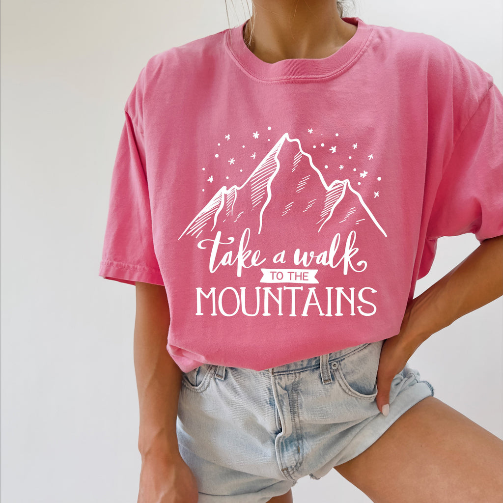 Take a walk to the mountains Camping Hiking Comfort Colors T Shirt